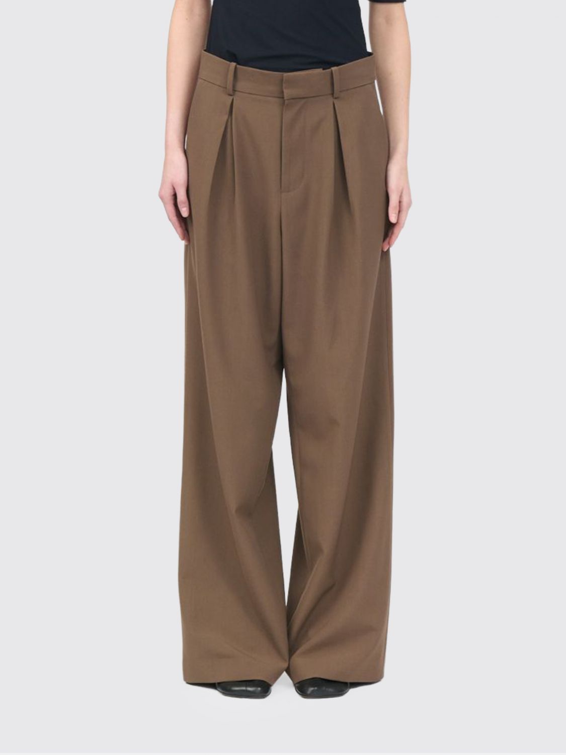 MM6 MAISON MARGIELA Pantaloni wide leg in misto lana con pince e vita media