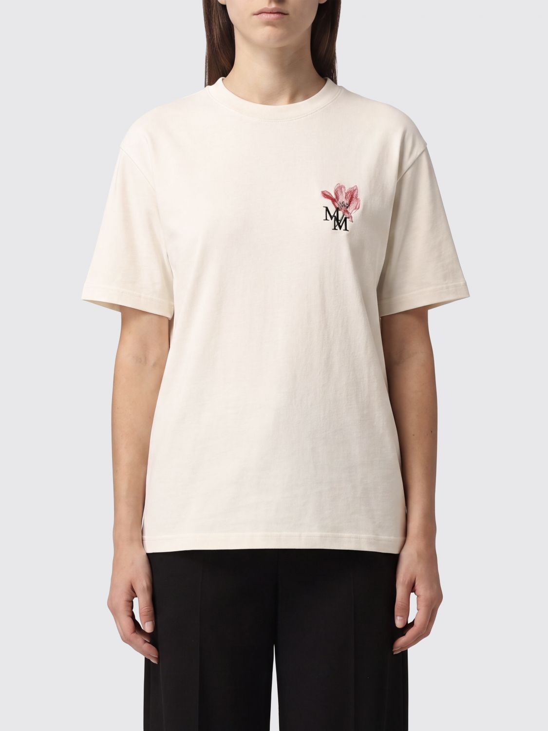 MAISON MARGIELA Relaxed Fit Cotton T-shirt with Logo and Dropped Shoulders