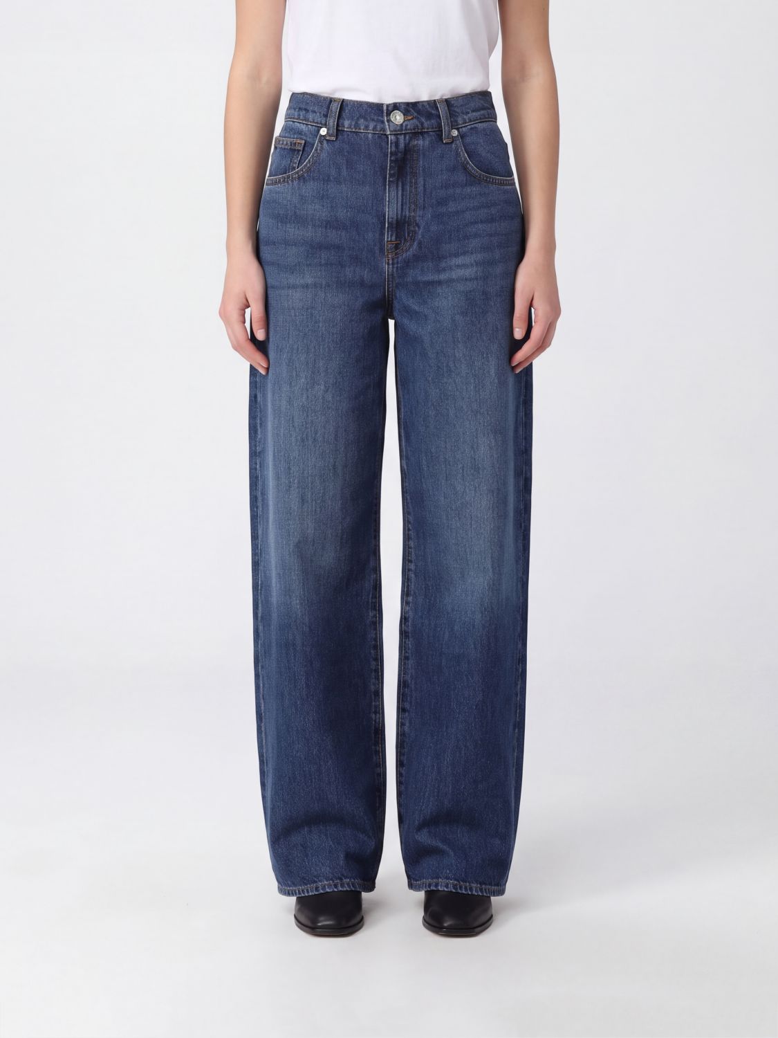 7 For All Mankind High-Waisted Wide-Leg Cotton Denim Jeans