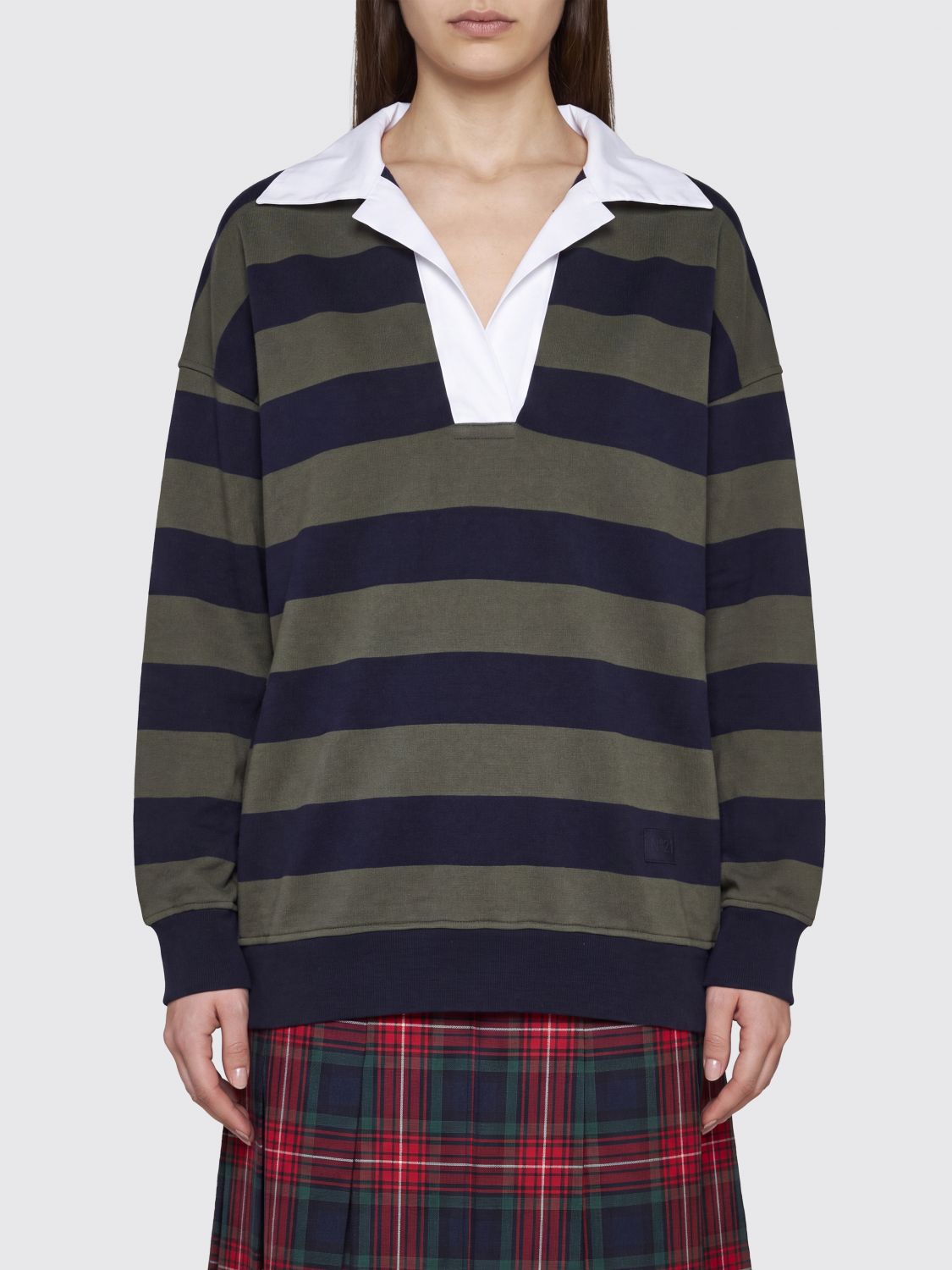 N° 21 Relaxed Fit Striped Long-Sleeved Cotton-Blend Polo