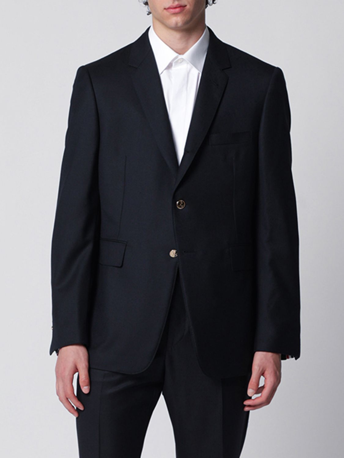 THOM BROWNE Einreihiger Wollblazer mit 4-Bar-Streifen