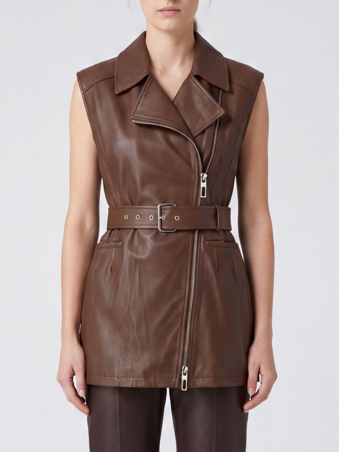 SPORTMAX Waistcoat Woman color Brown