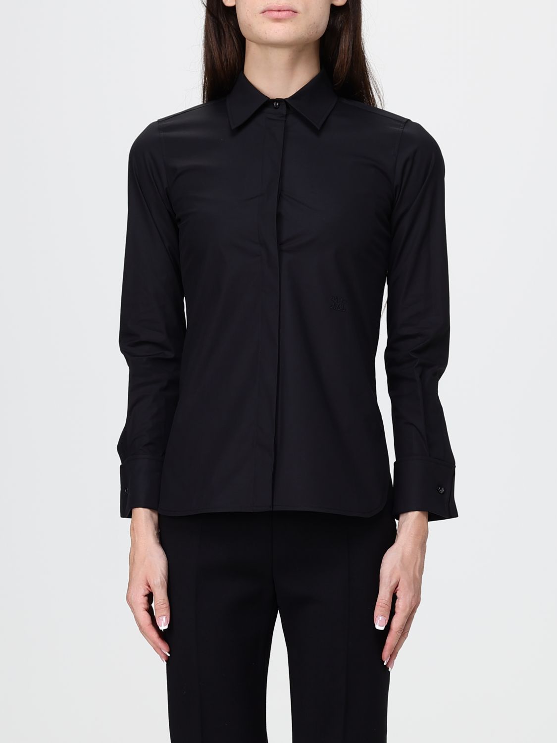 Max Mara Slim Fit Stretch Cotton Shirt with Concealed Placket