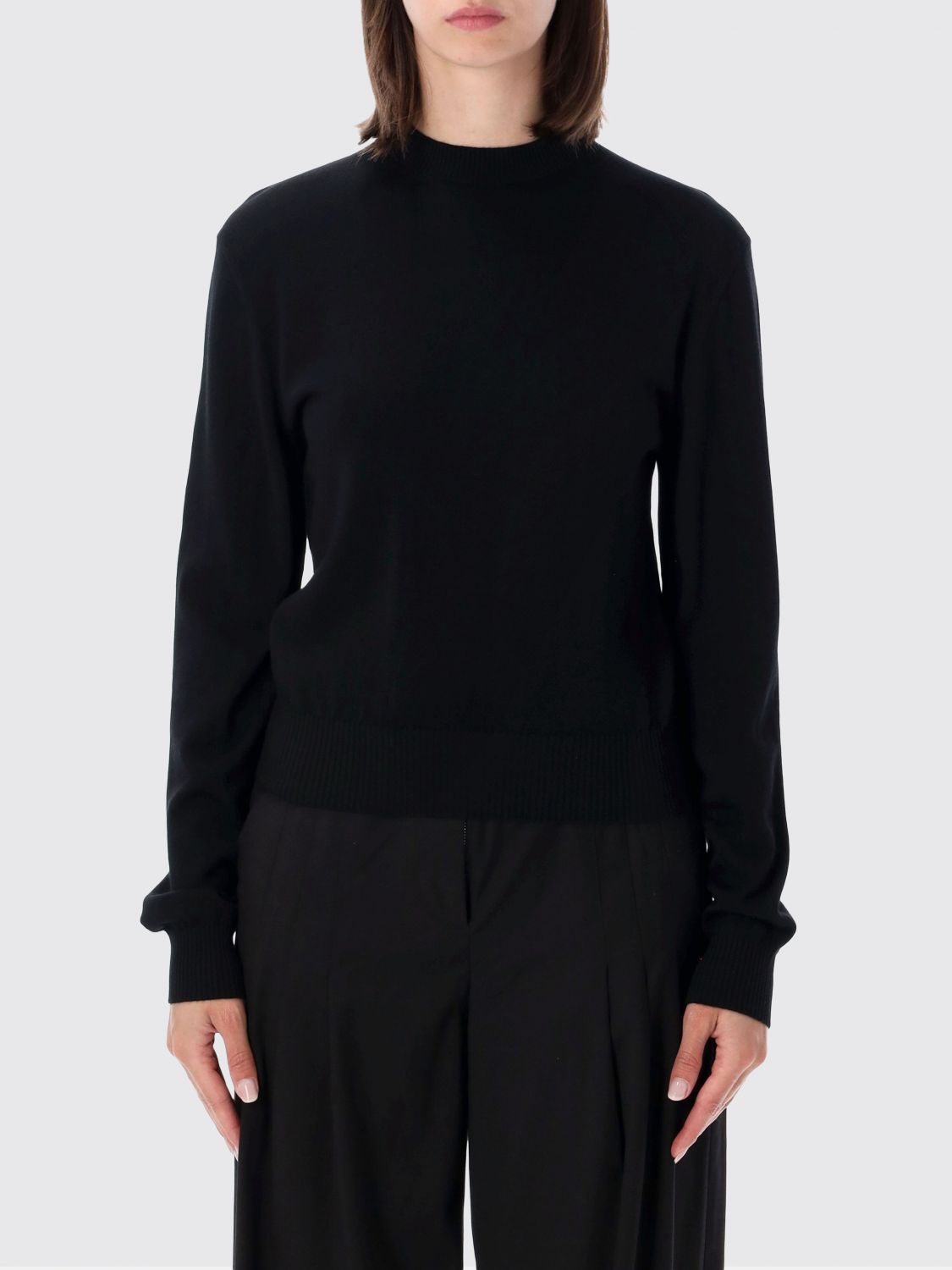 LANVIN Crewneck Wool Jumper with Long Sleeves and Ribbed Trims