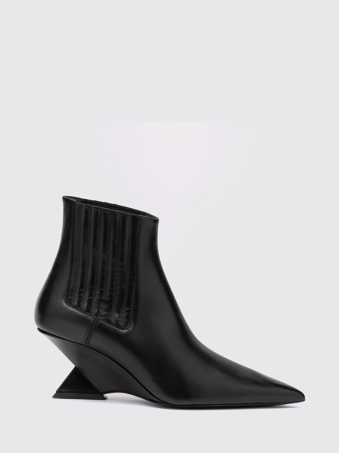 THE ATTICO Cheope Calfskin Chelsea Boots with Sculptural Wedge Heel