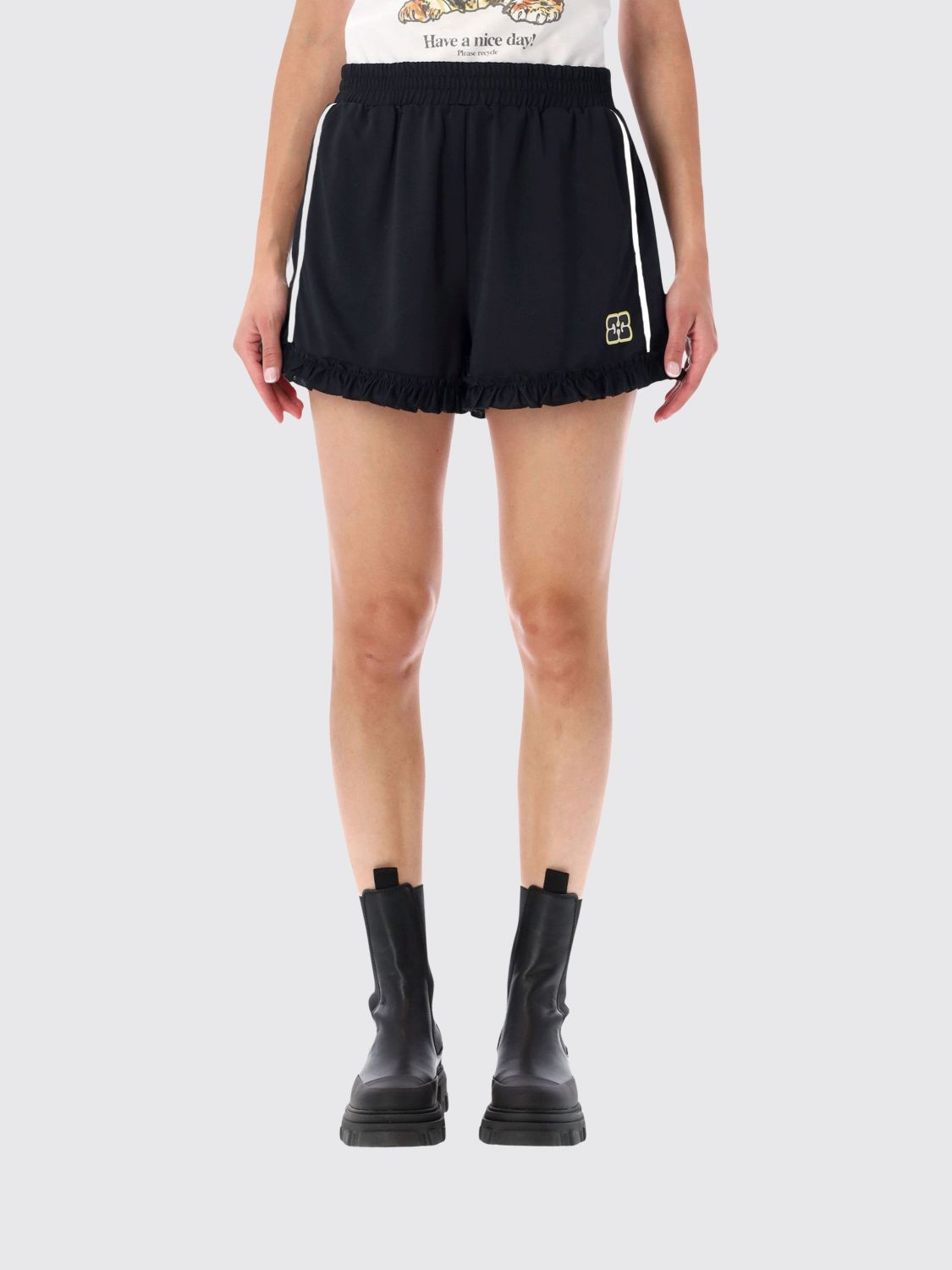 GANNI Shorts Woman color Black