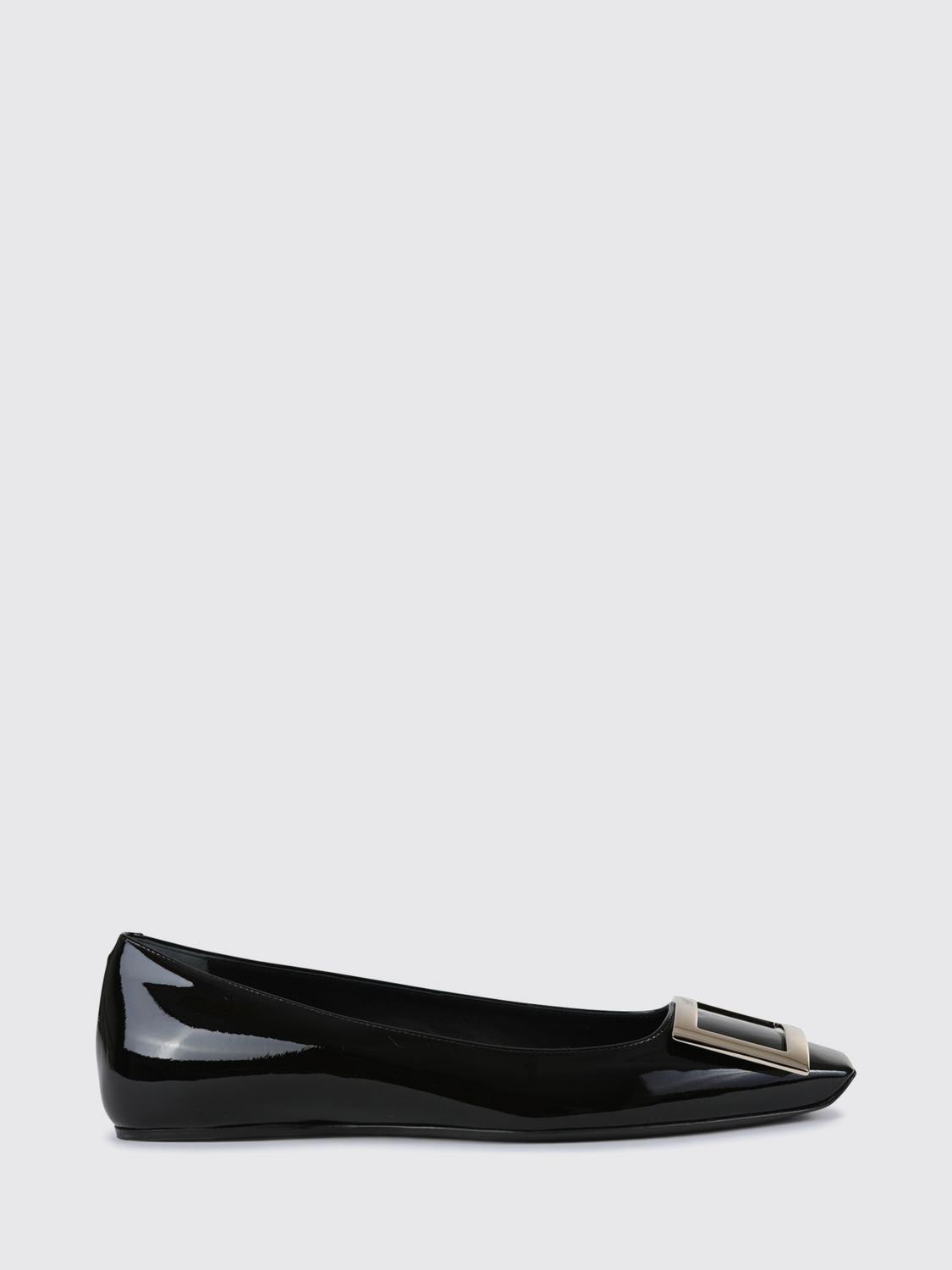 Roger Vivier Trompette Patent Leather Ballet Flats with Logo Plaque