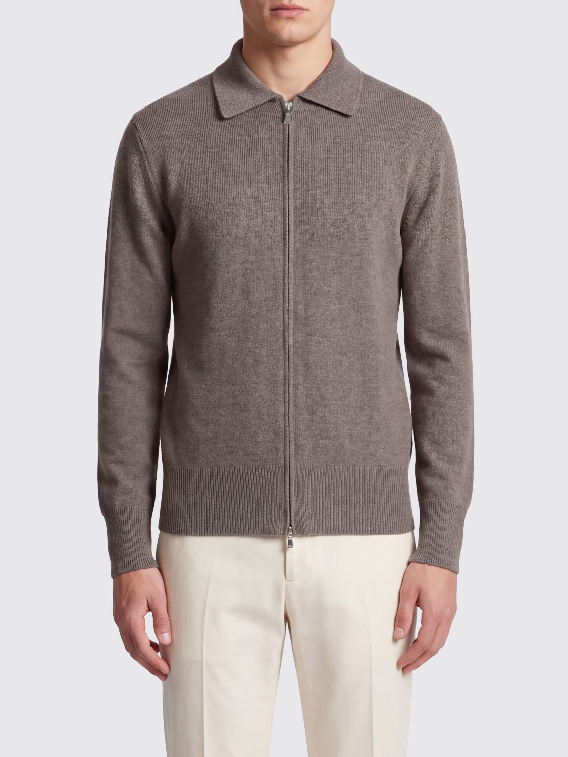 ELEVENTY Langärmelige Polo-Strickjacke aus Wolle mit Reißverschluss