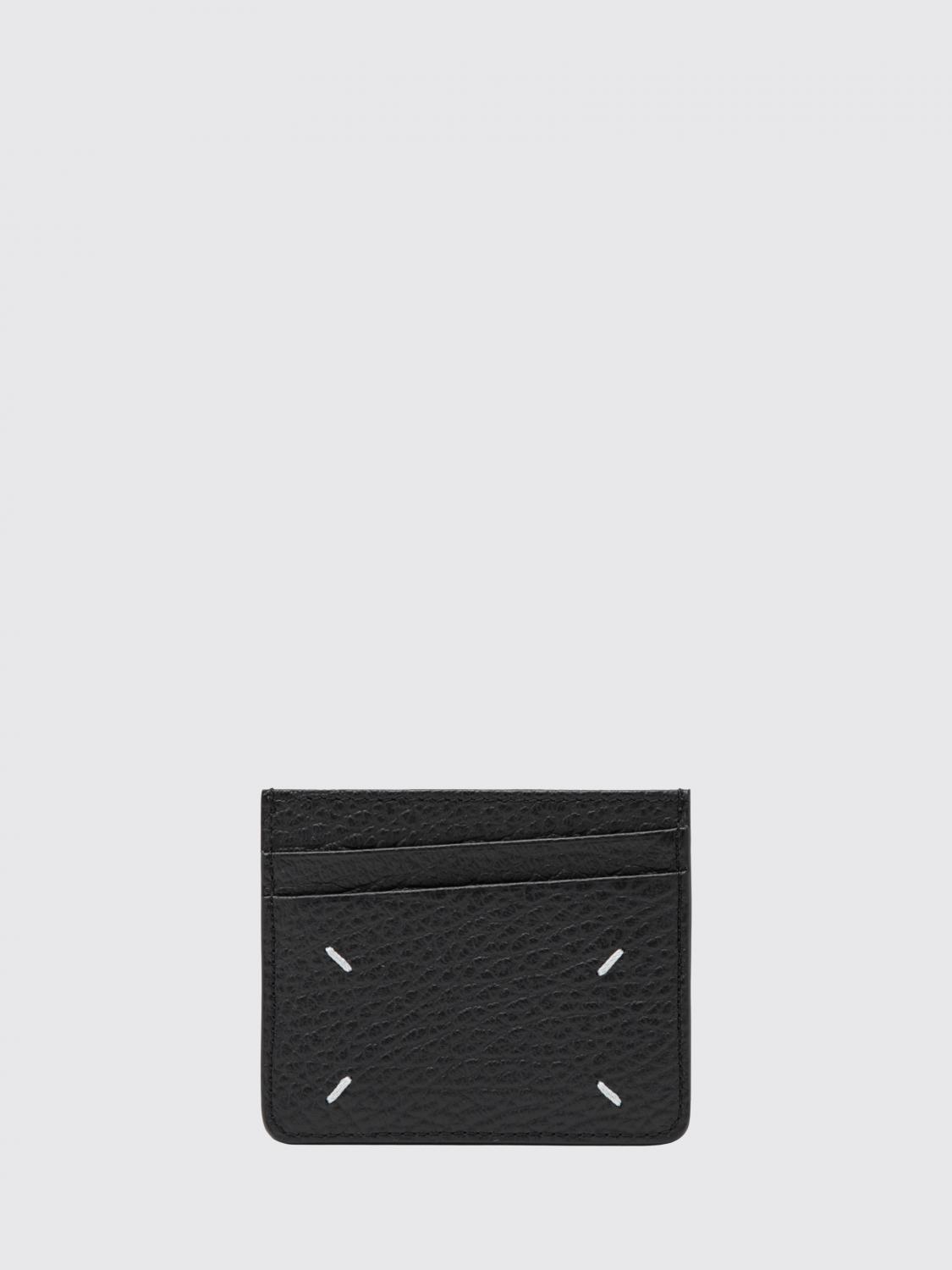 MAISON MARGIELA Kartenetui aus genarbtem Kalbsleder mit White-Stitch-Logo