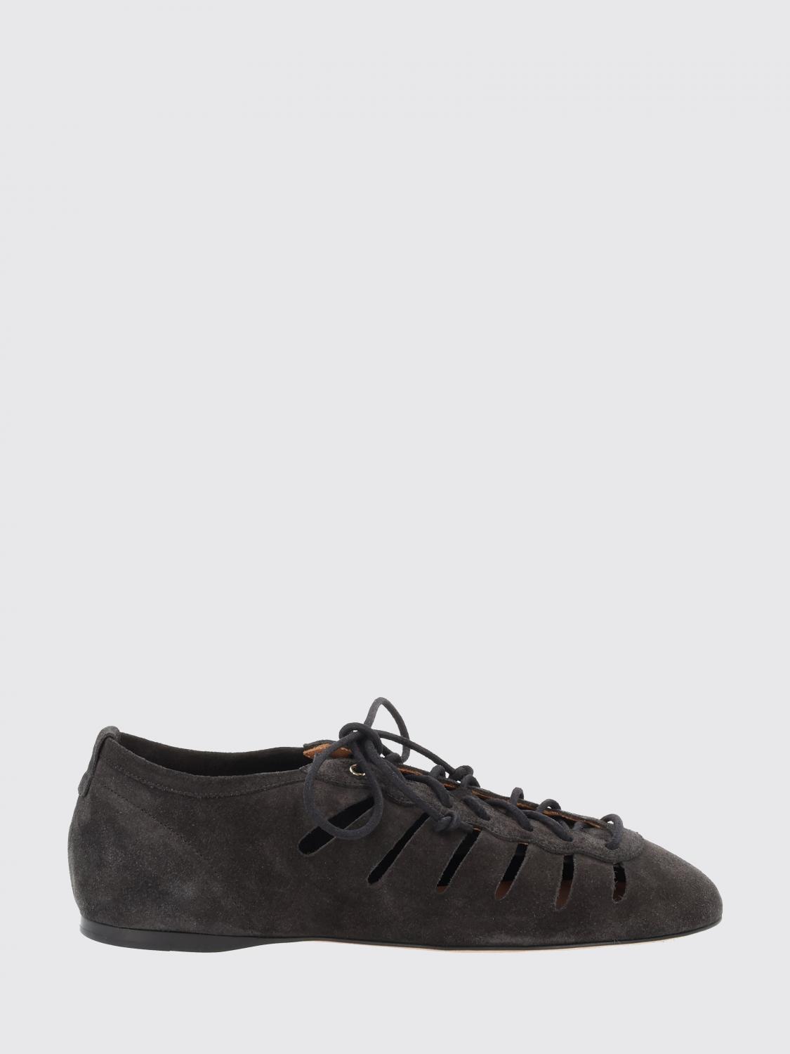 ISABEL MARANT Leyza Perforated Suede Ballet Flats with Ankle Ties