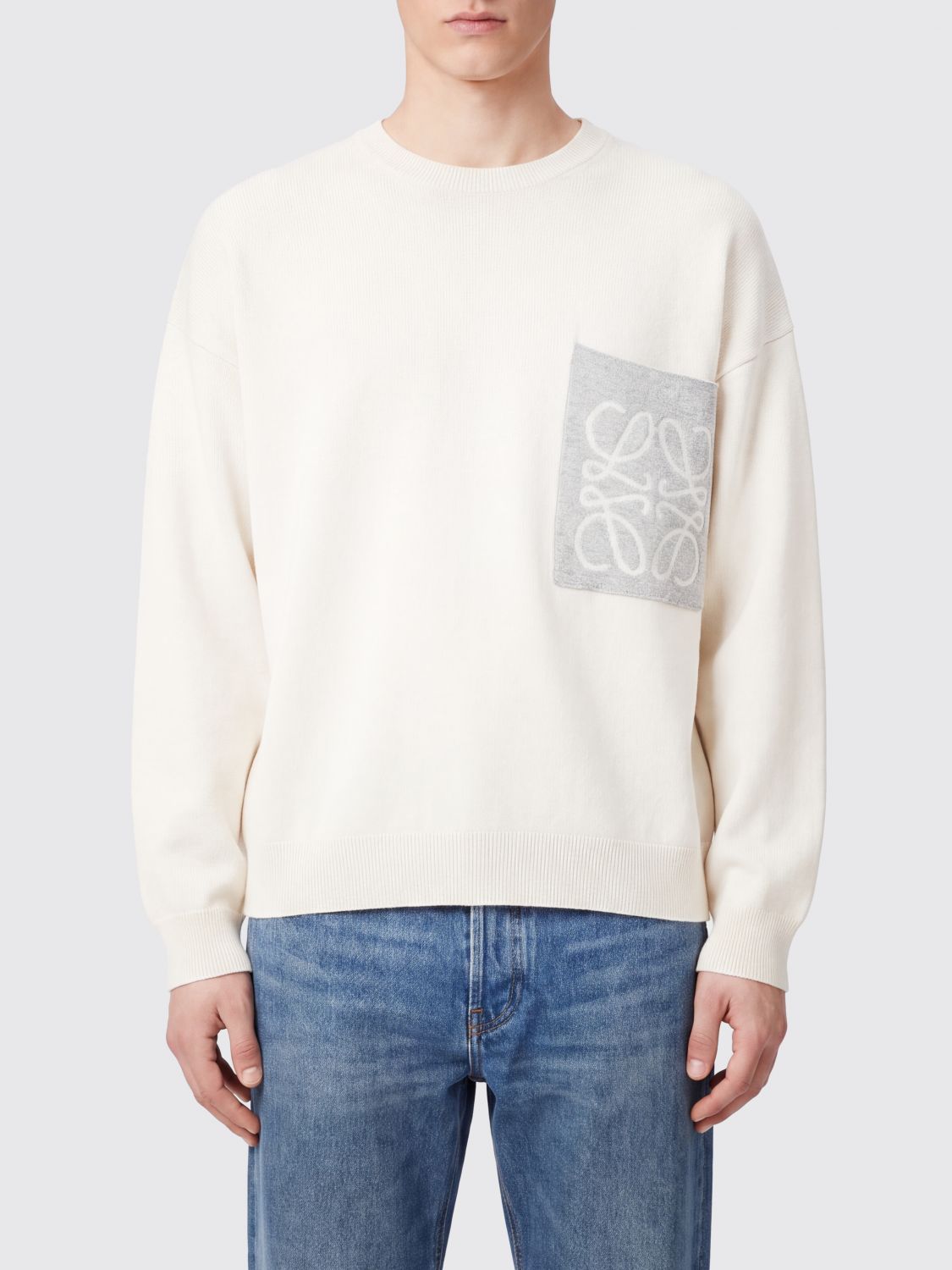 LOEWE Crewneck Cotton-Blend Jumper with Jacquard Logo
