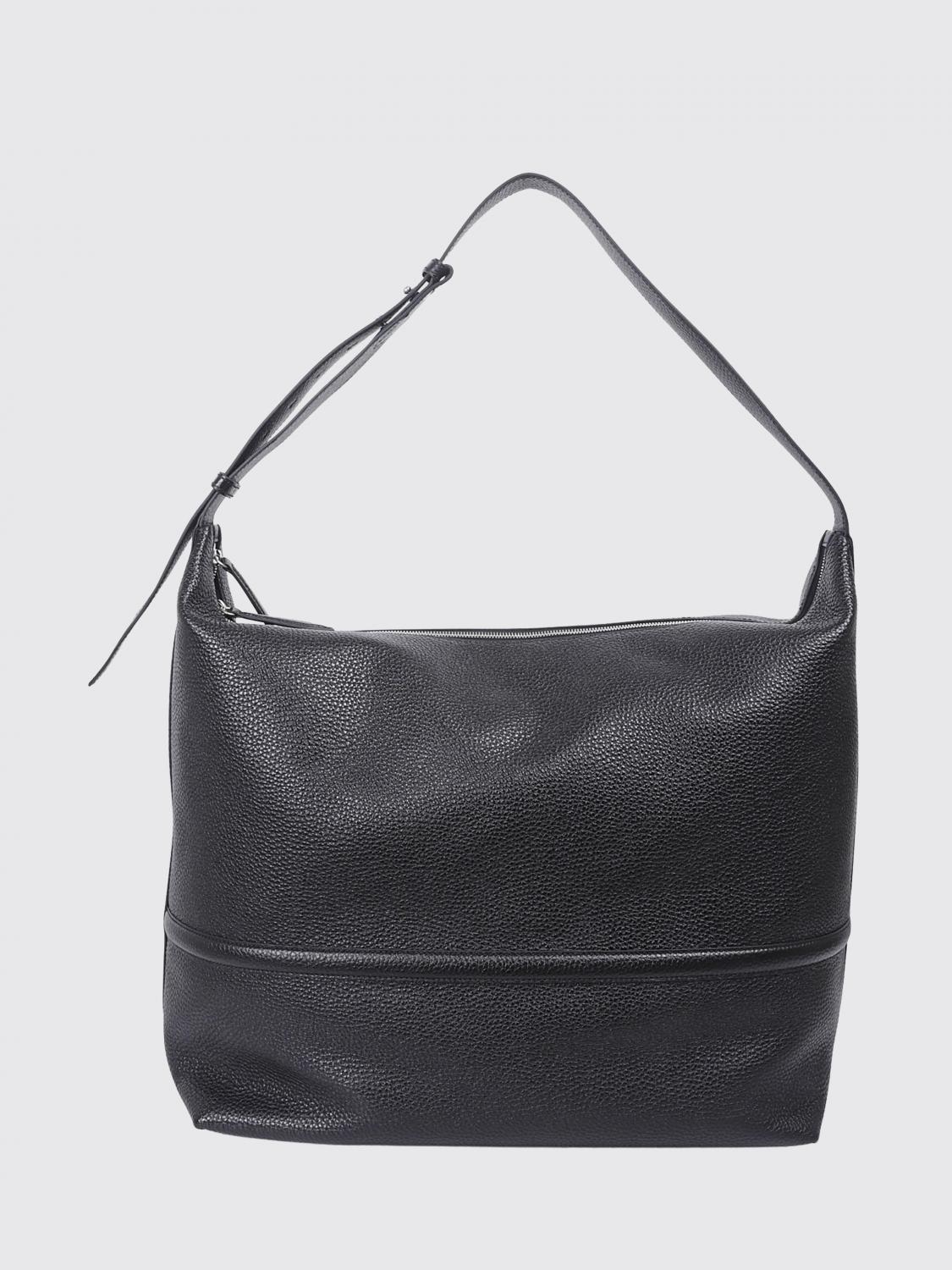 DRIES VAN NOTEN Grained Calfskin Leather Shoulder Bag with Zip Closure