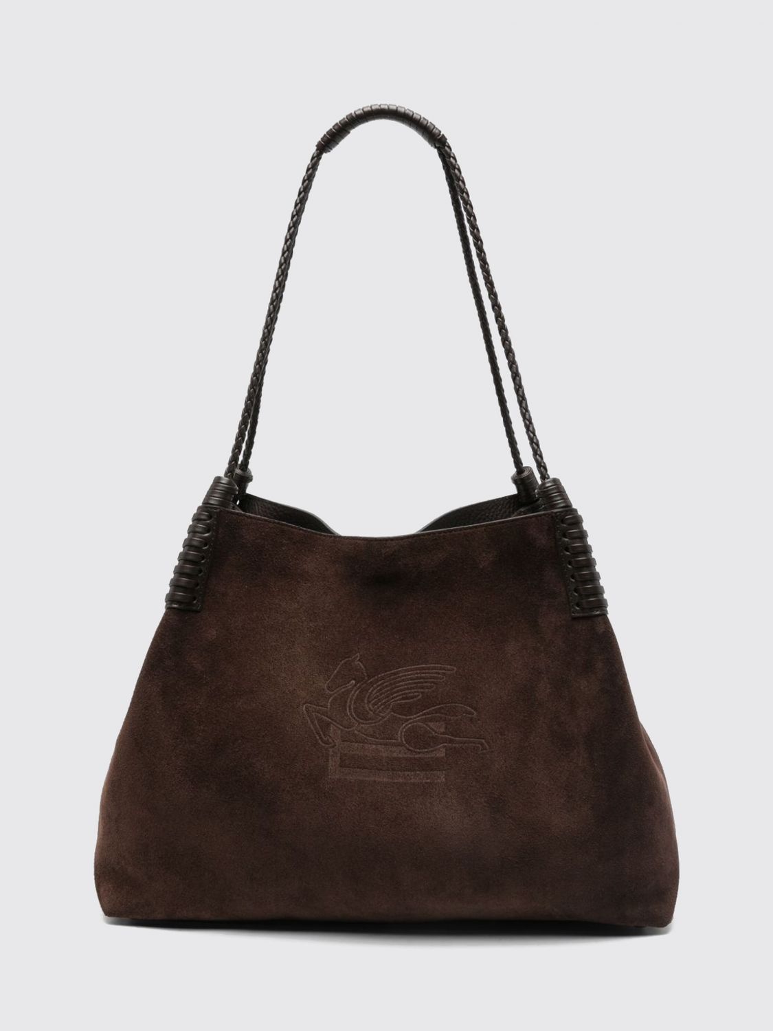 ETRO Libra Large Suede Tote Bag with Braided Handles ETRO Libra Large Suede Tote Bag with Braided Handles