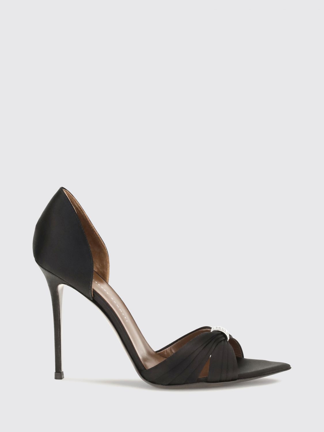 GIUSEPPE ZANOTTI Lumiere Rhinestone-Embellished Satin Mule Sandals with Stiletto Heel