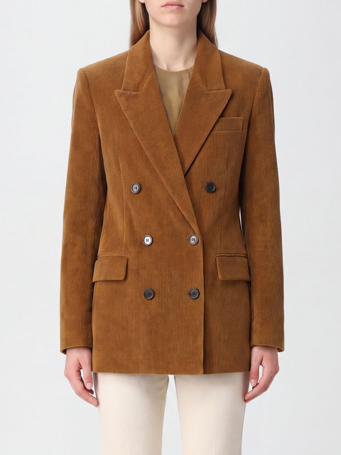 ISABEL MARANT ETOILE Double-Breasted Velvet Blazer with Peak Lapels
