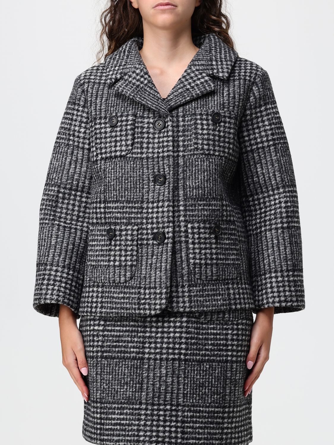 N° 21 Einreihiger Blazer aus Wollmischung mit Prince-of-Wales-Muster