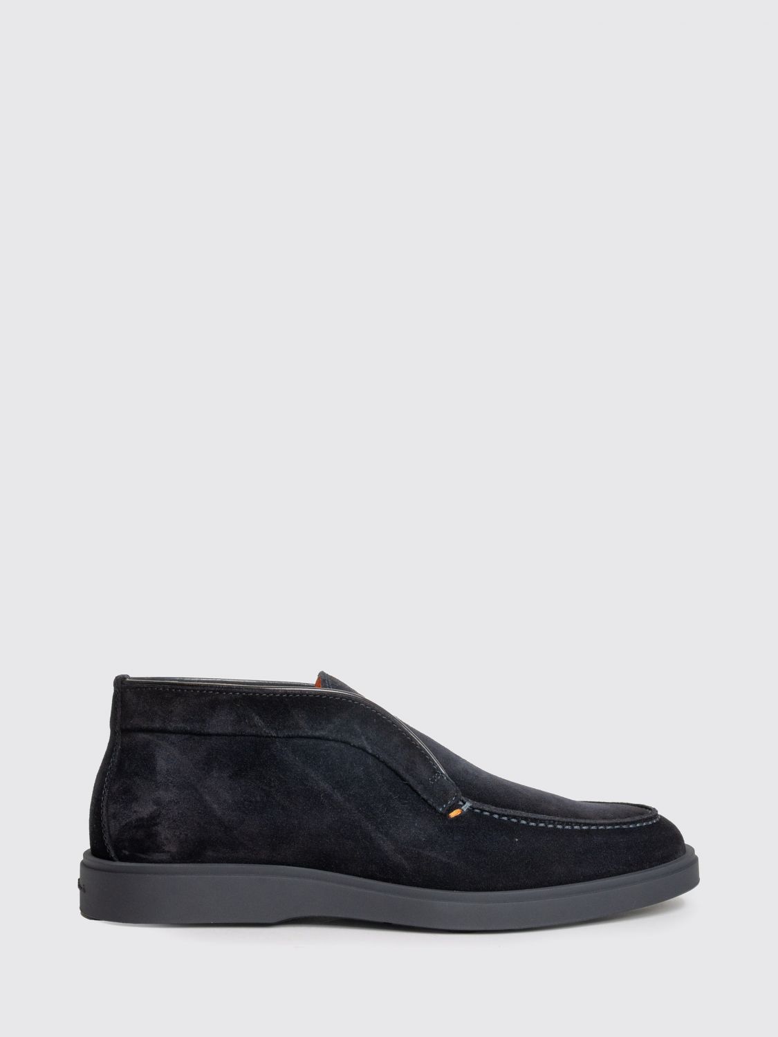 SANTONI Suede Leather Desert Boots with Rubber Sole