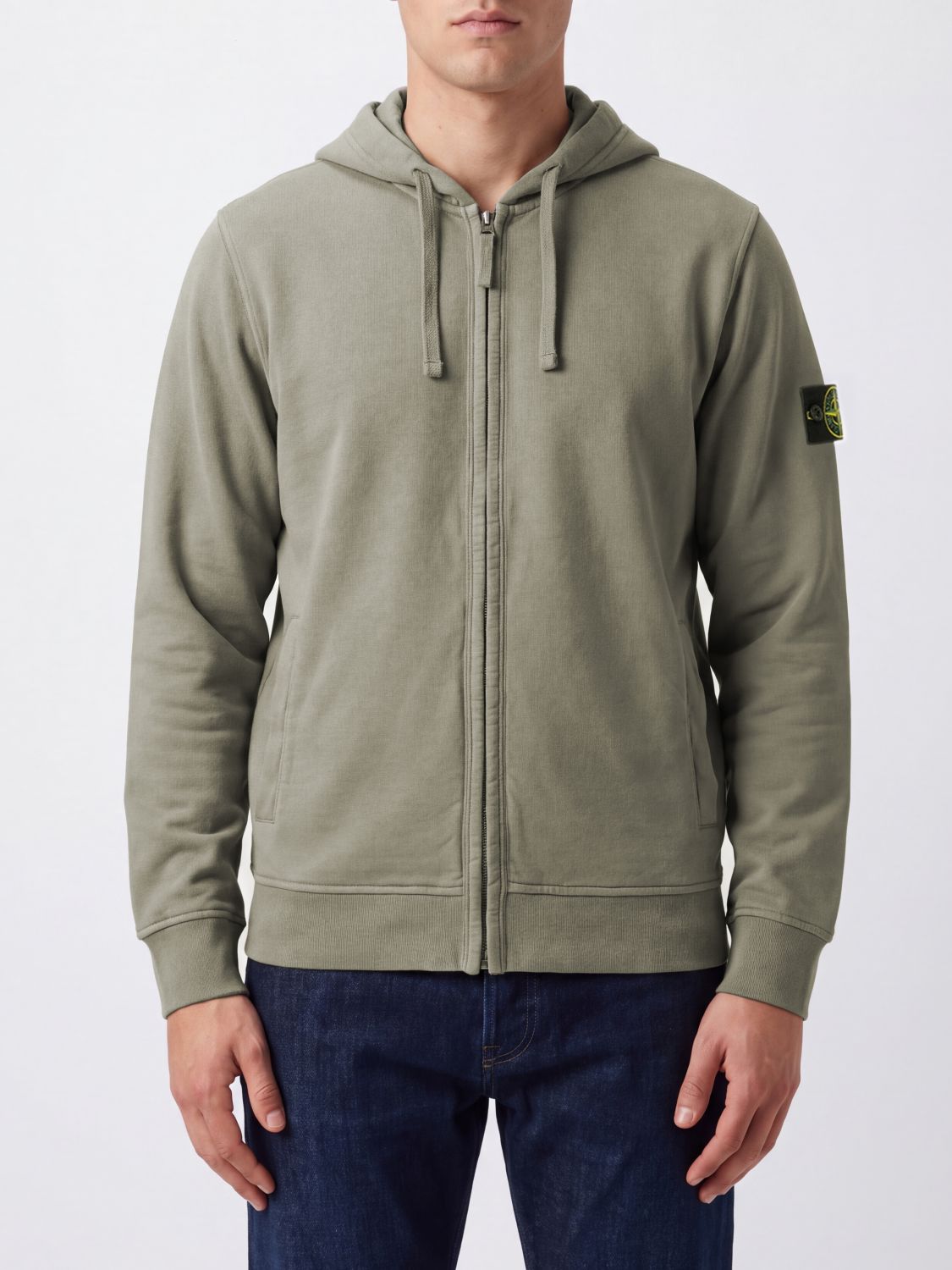 STONE ISLAND Kapuzenjacke aus Baumwolle mit Reißverschluss und überschnittenen Schultern