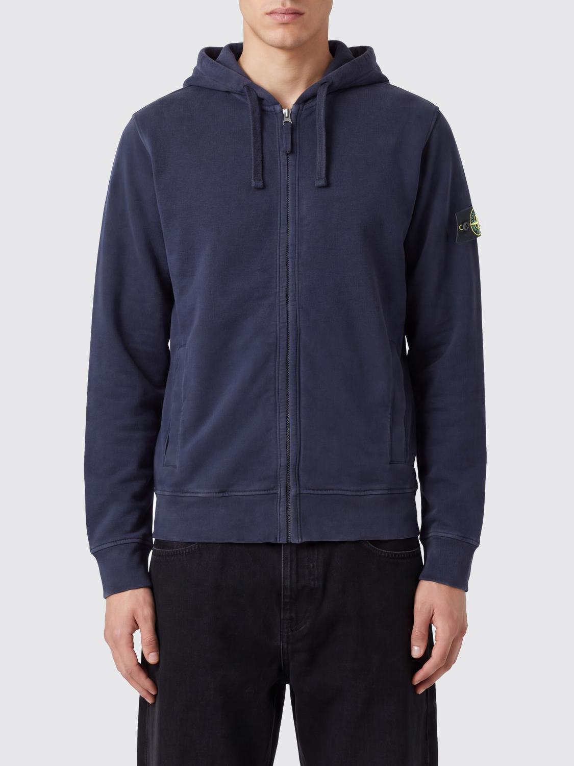 STONE ISLAND Kapuzenjacke aus Baumwolle mit Reißverschluss und überschnittenen Schultern