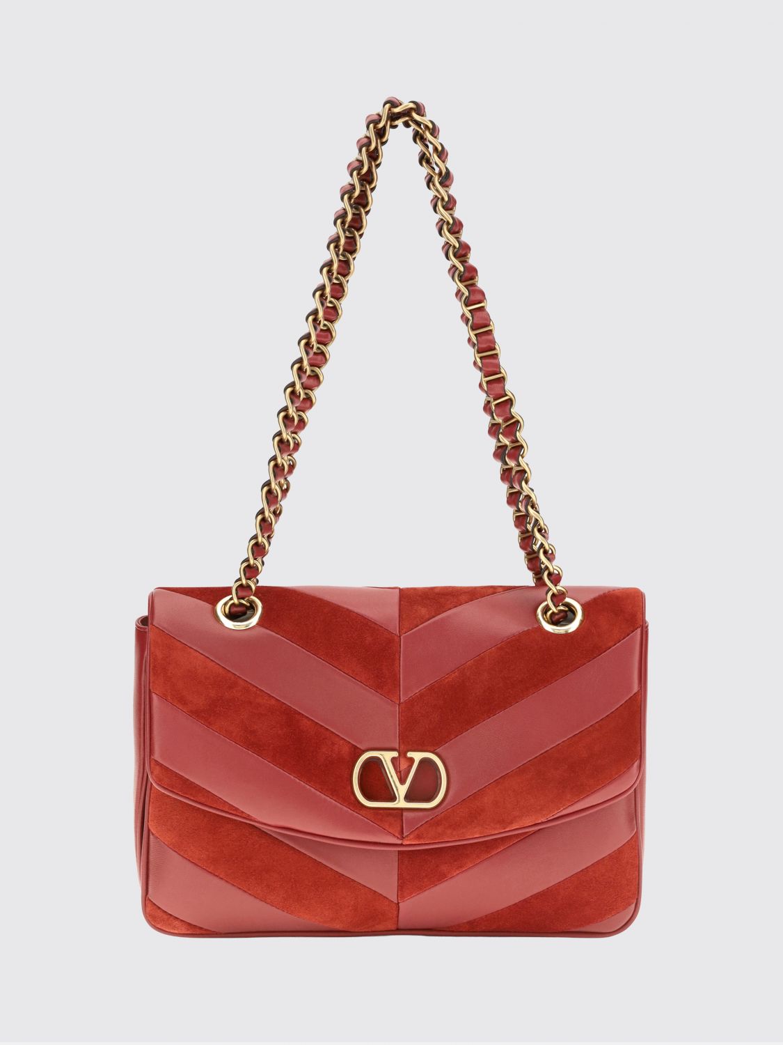 VALENTINO GARAVANI Djuna Chevron Nappa Shoulder Bag with VLogo Signature