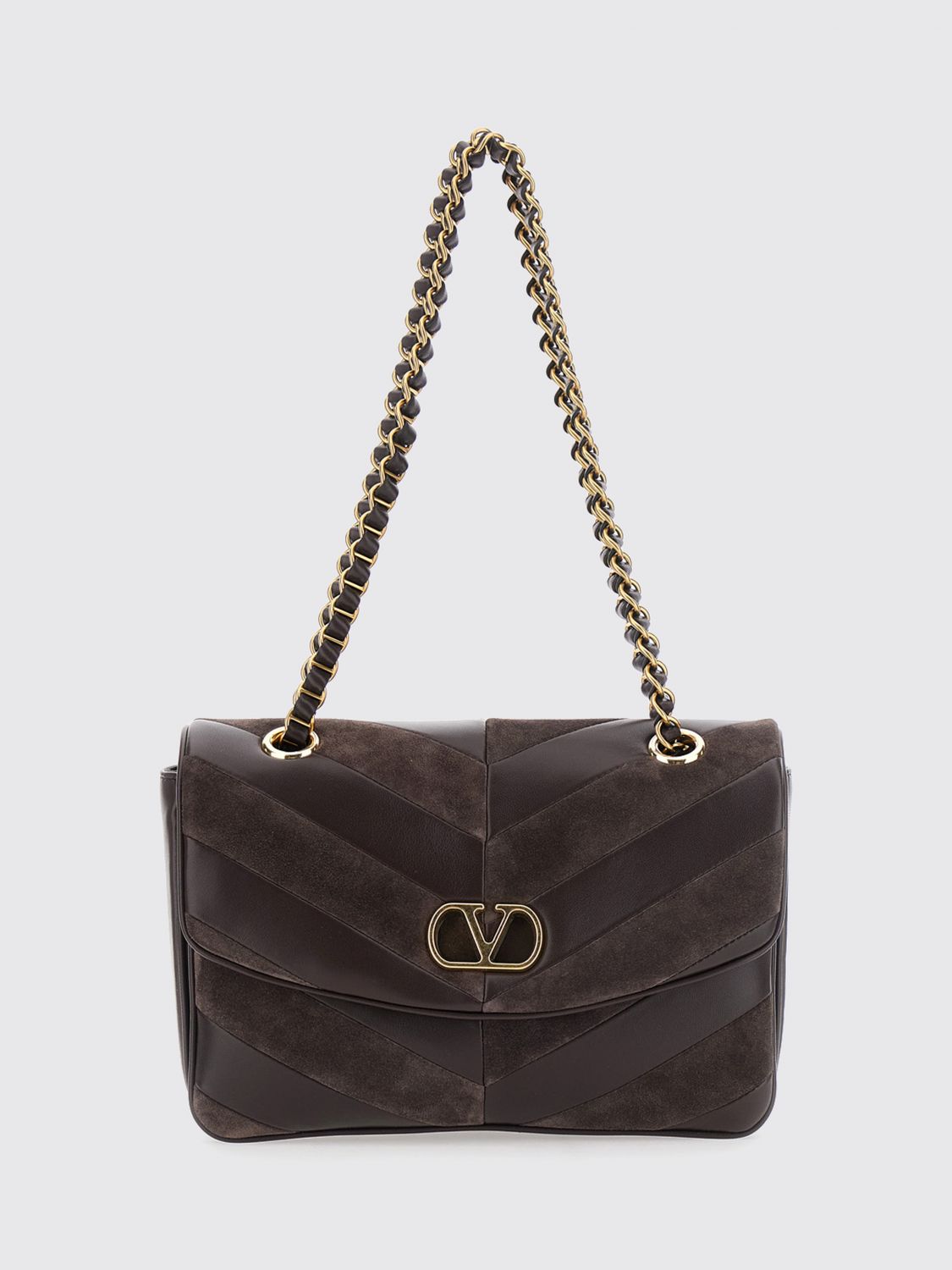 VALENTINO GARAVANI Djuna Chevron Nappa Shoulder Bag with VLogo Signature