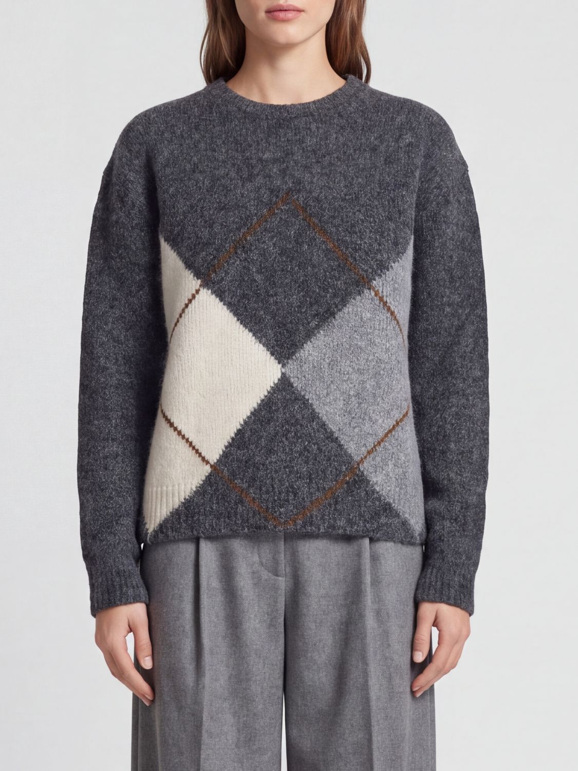 SEMICOUTURE Keira Argyle Crewneck Jumper in Wool and Alpaca Blend
