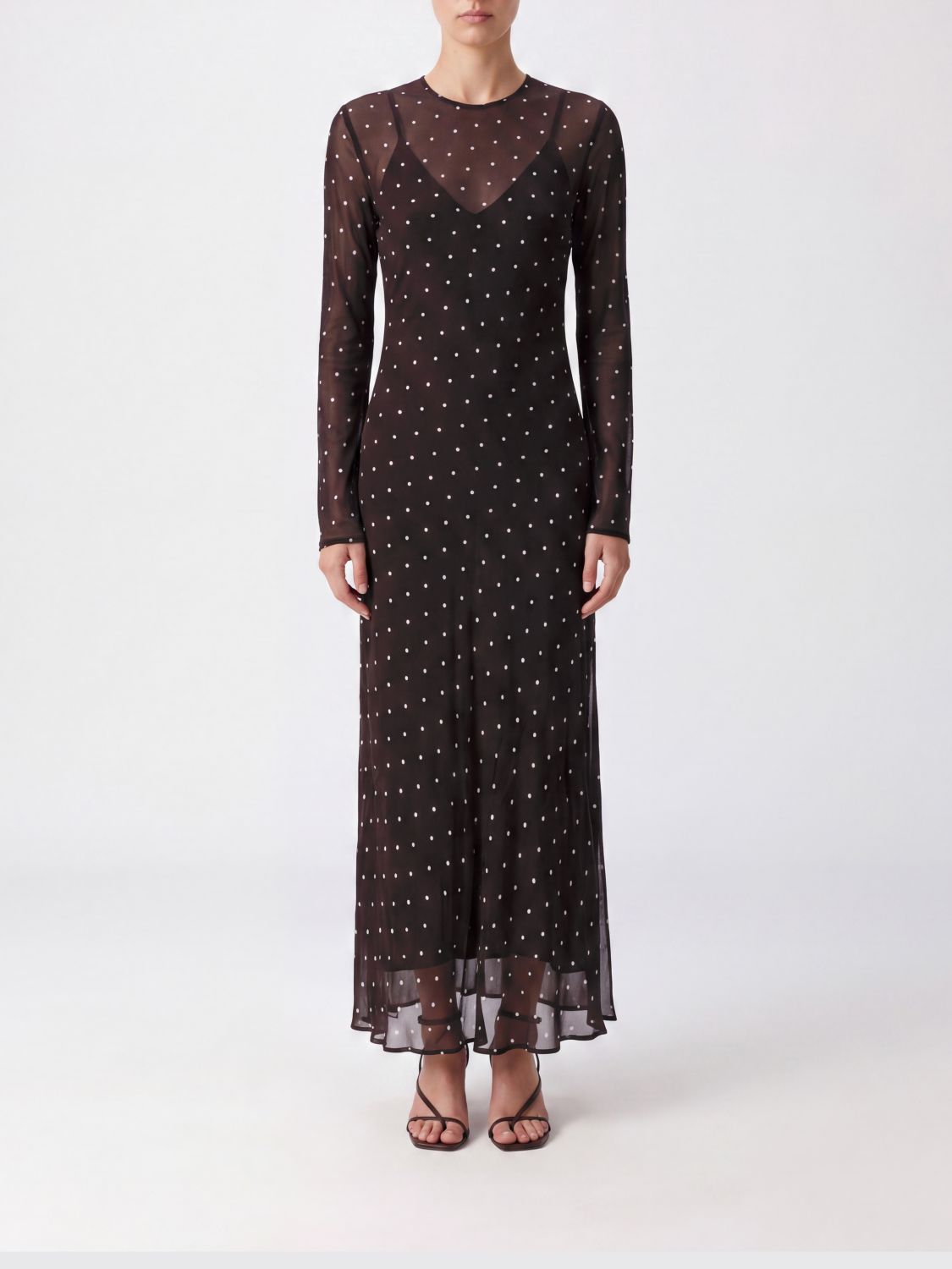 SEMICOUTURE Polka-Dot Viscose Long-Sleeve Sheath Dress