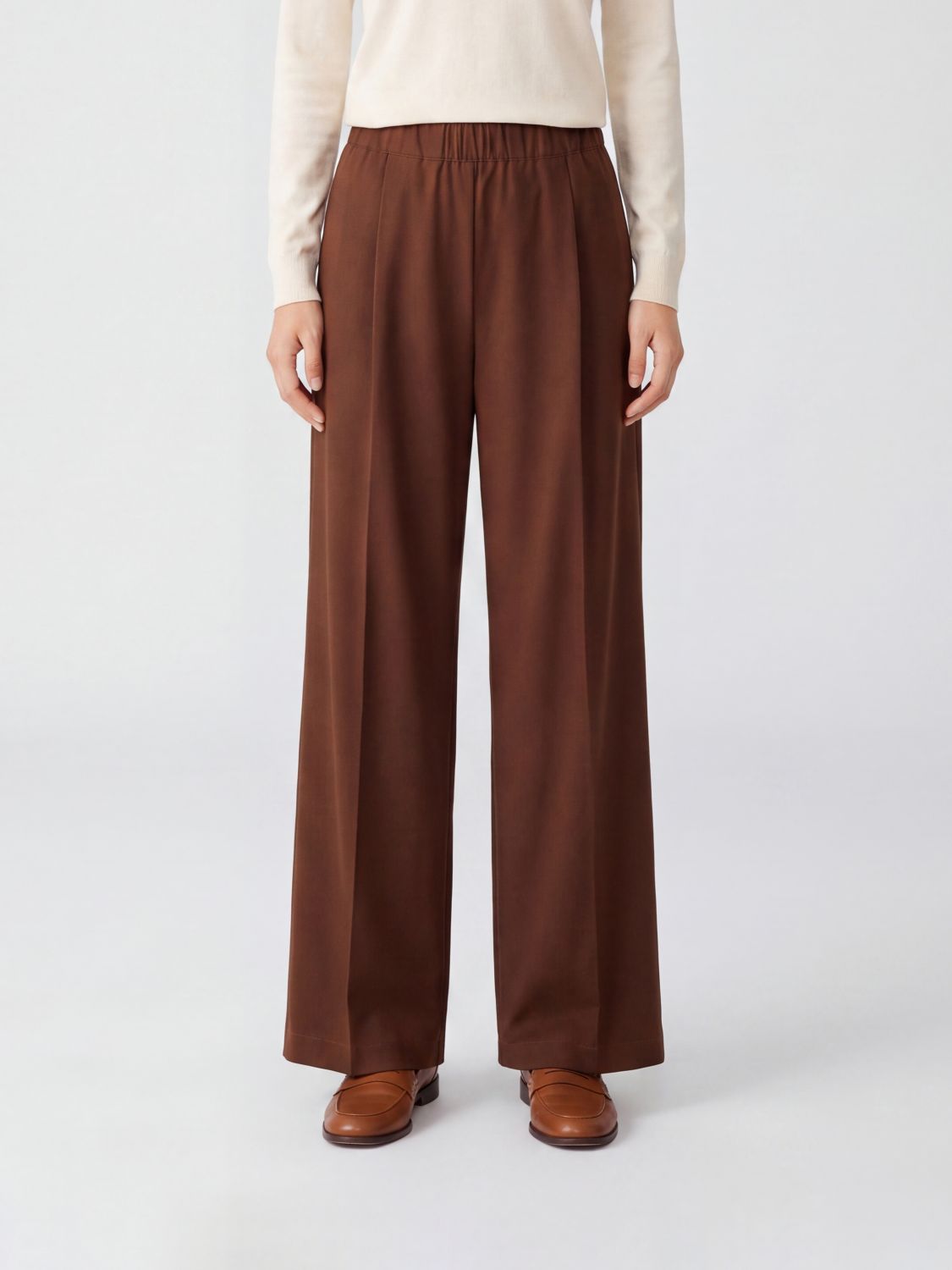 SEMICOUTURE High-Waisted Wool Blend Palazzo Trousers