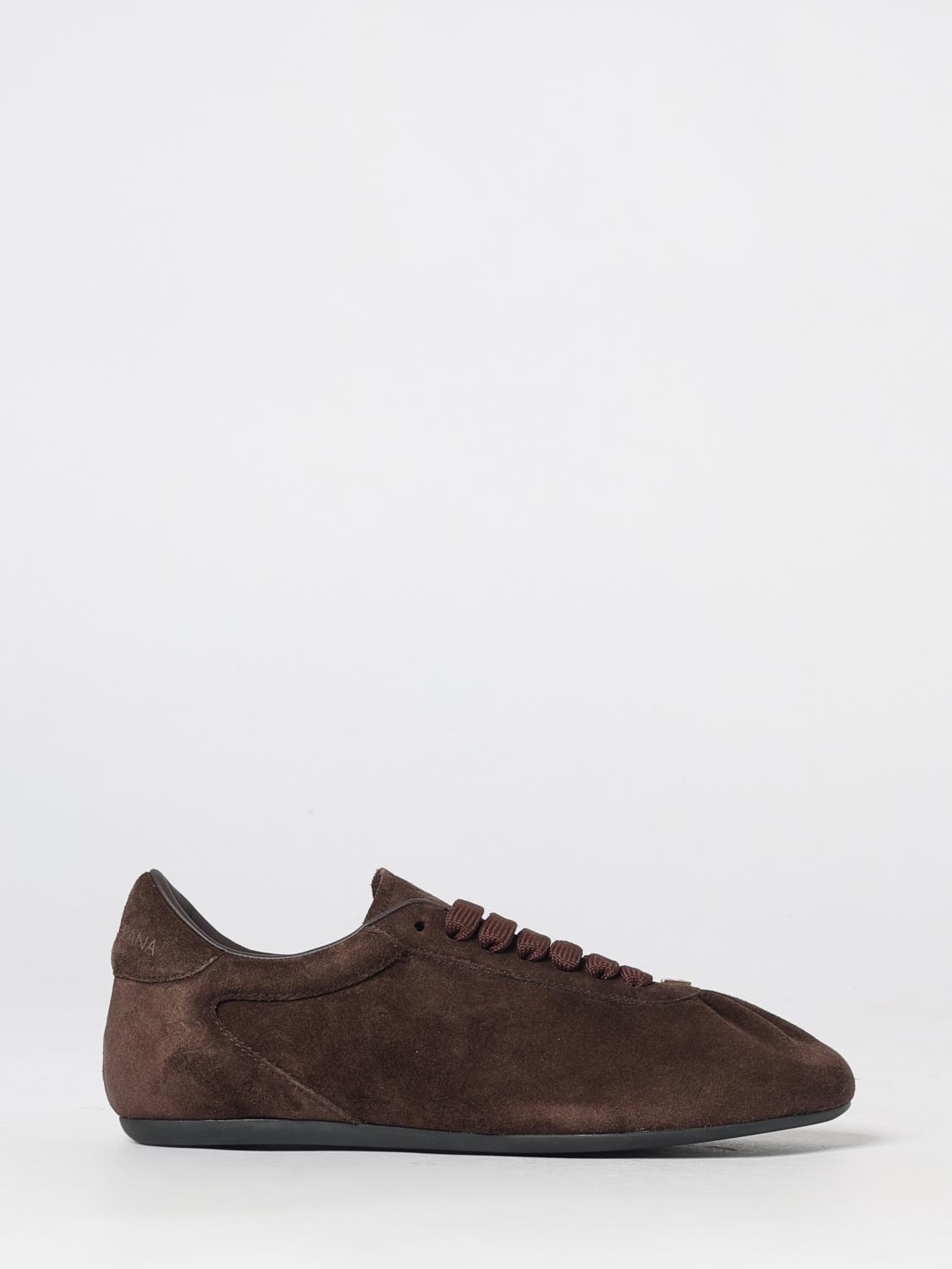 DOLCE & GABBANA Suede Low-Top Sneakers with Embossed Logo