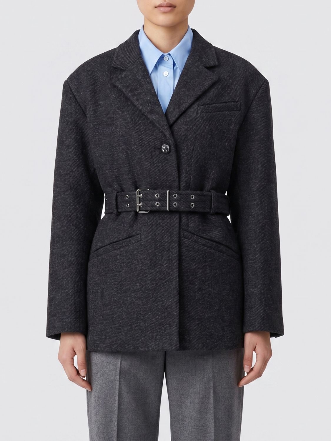 GANNI Coat Woman color Black