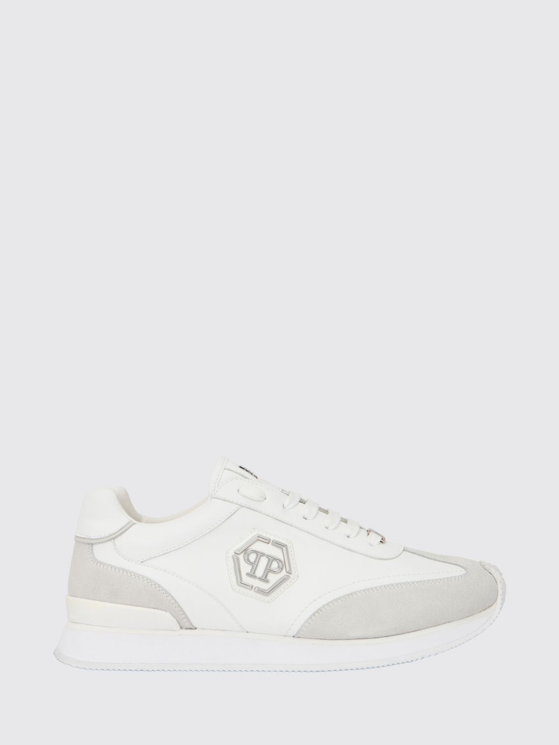 Philipp Plein Leather and Suede Low-Top Sneakers with Hexagon Logo and Monogram