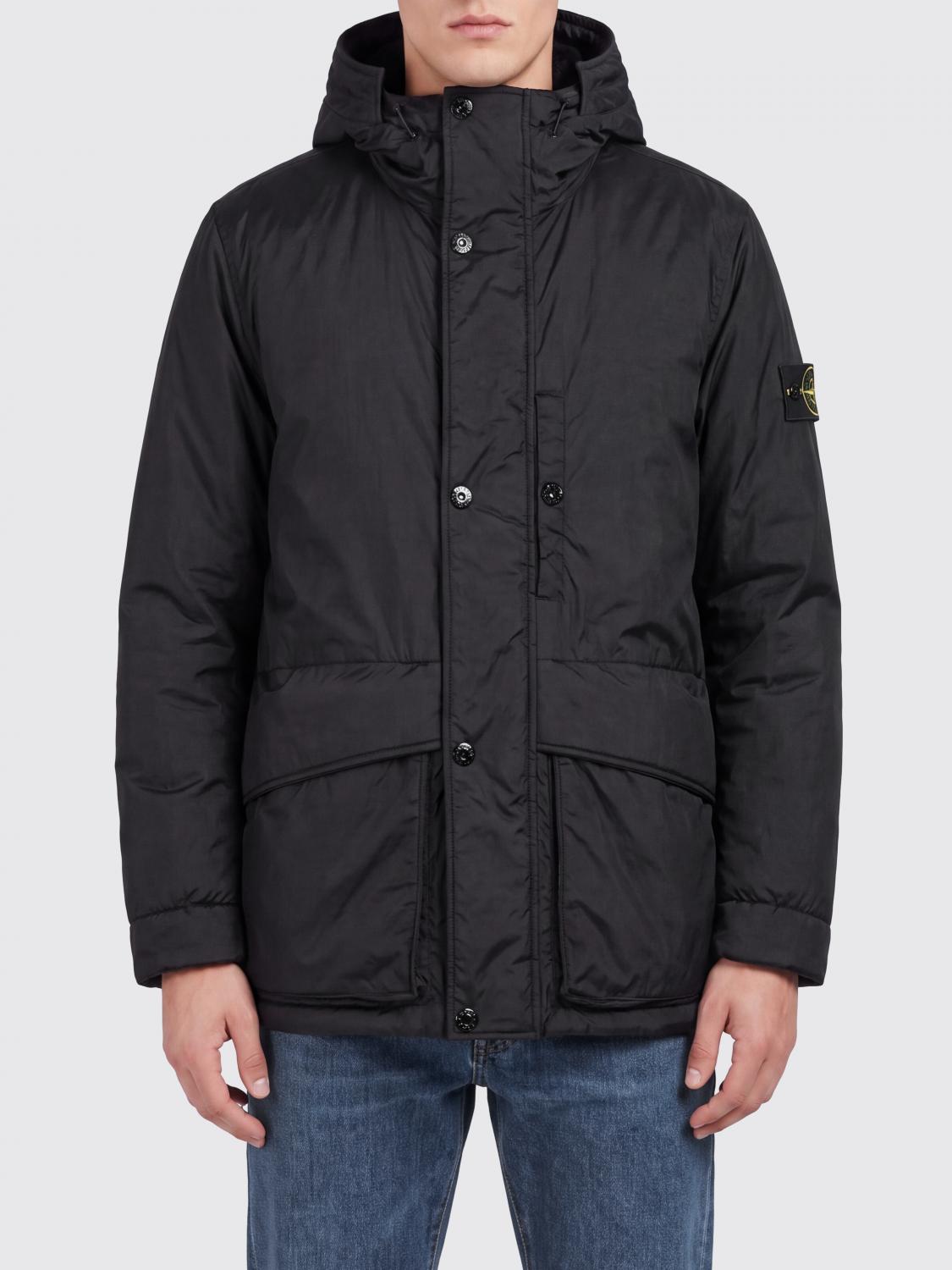 STONE ISLAND Parka corto idrorepellente con cappuccio regolabile e logo