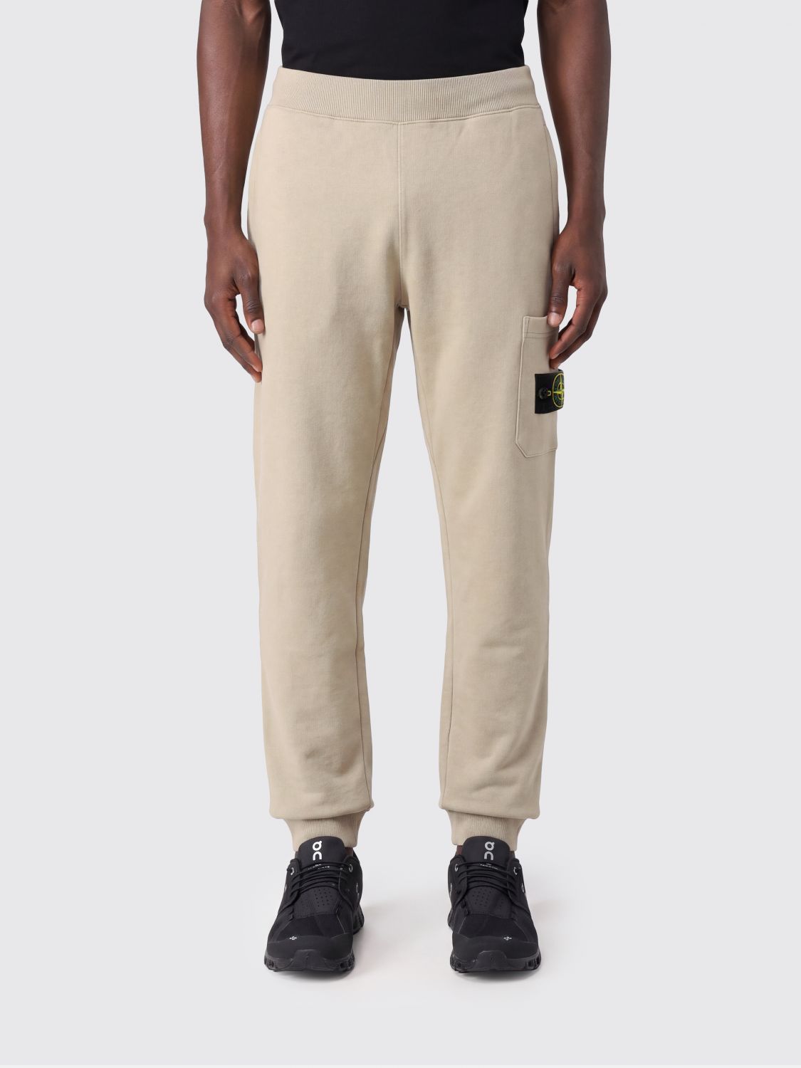 STONE ISLAND Wool Jogging Trousers with Compass Logo and Elasticated Waist