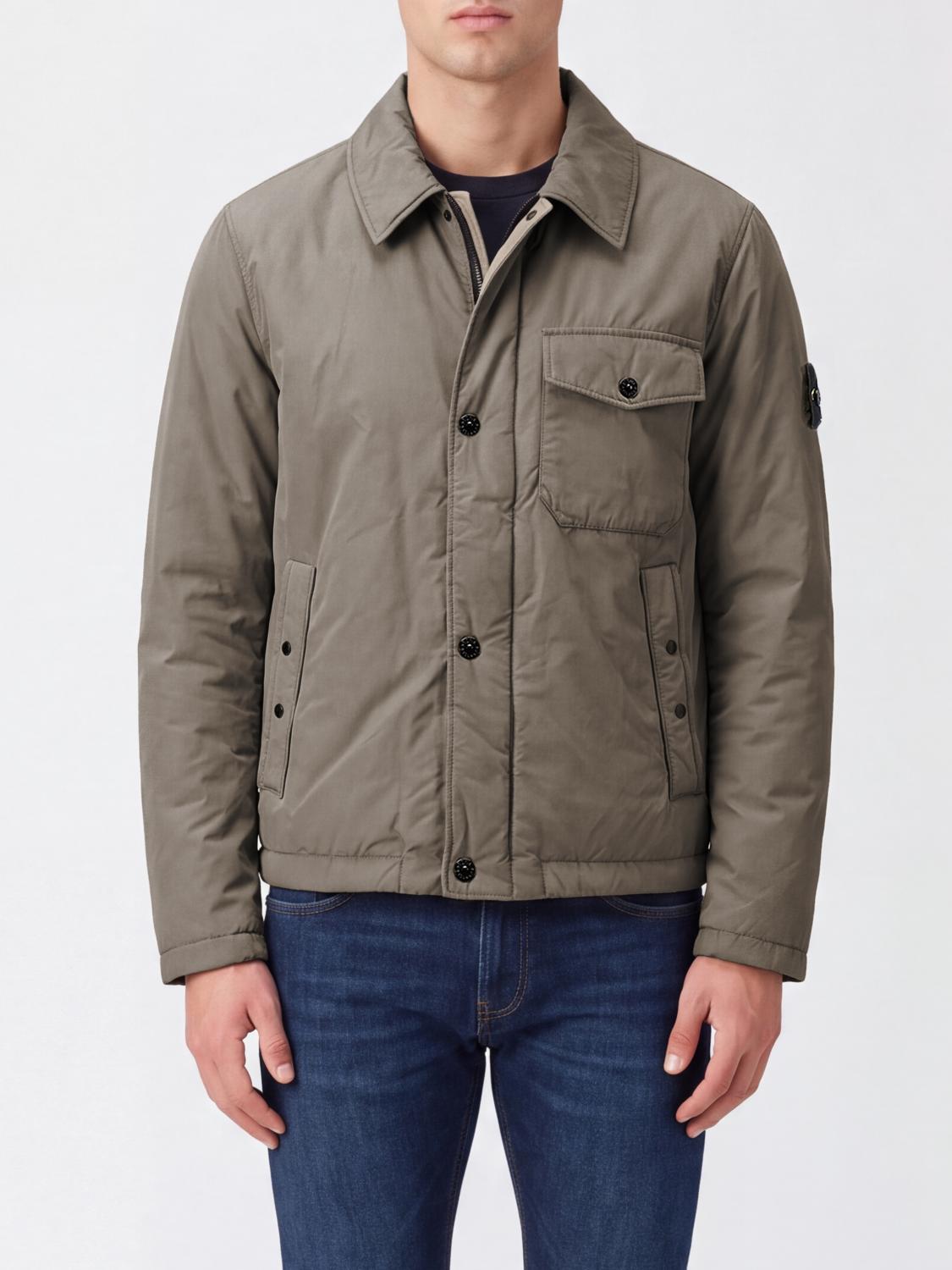 STONE ISLAND Gepolsterte Nylon-Hemdjacke mit Compass-Logo