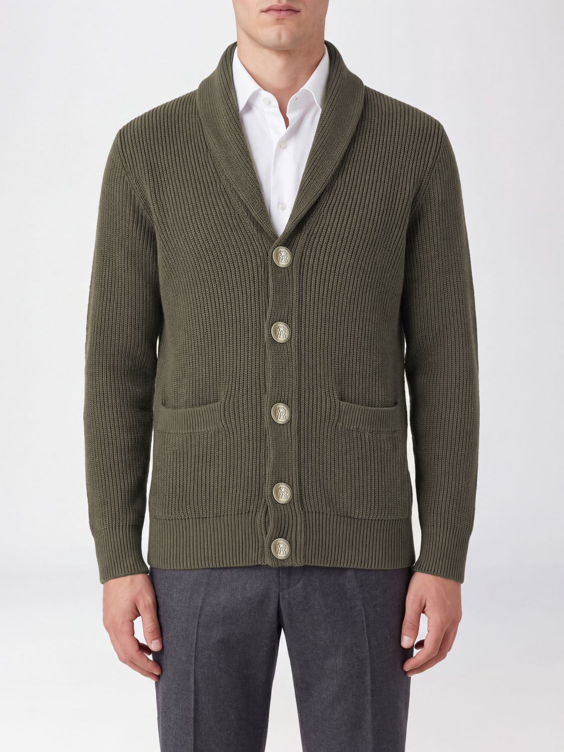 BRUNELLO CUCINELLI Men's Cotton Cardigan with Shawl Collar and Buttons
