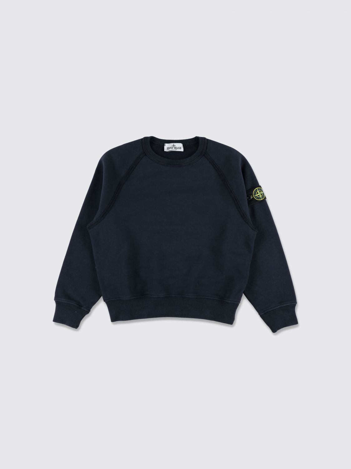 STONE ISLAND JUNIOR Felpa girocollo da bambino in cotone con logo Compass