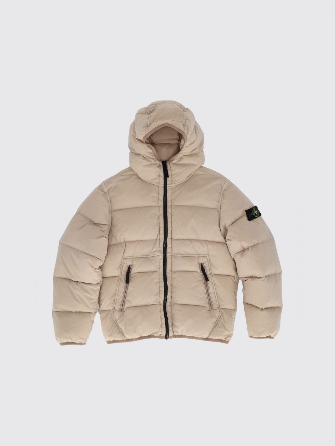STONE ISLAND JUNIOR Piumino da bambino in nylon trapuntato con cappuccio e logo