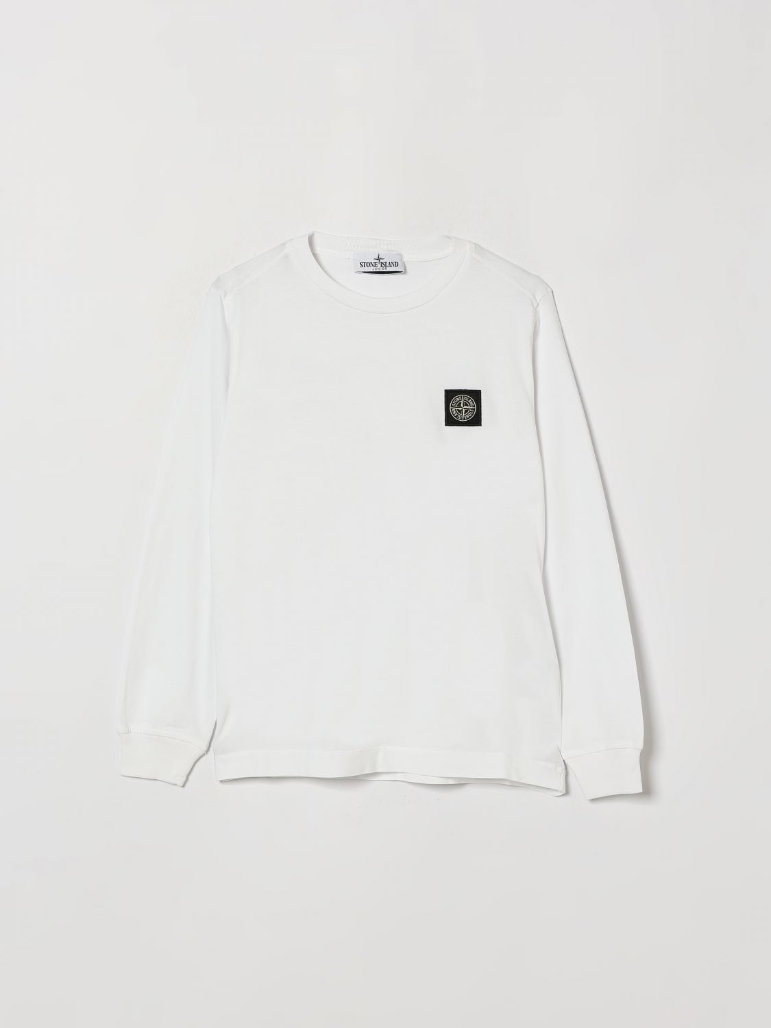 STONE ISLAND JUNIOR Langärmeliges Baumwoll-T-Shirt von für Jungen mit Logo-Patch