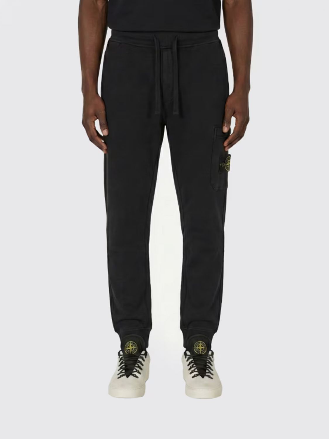 Stone Island Logo Patch Organic Cotton Cargo Trousers