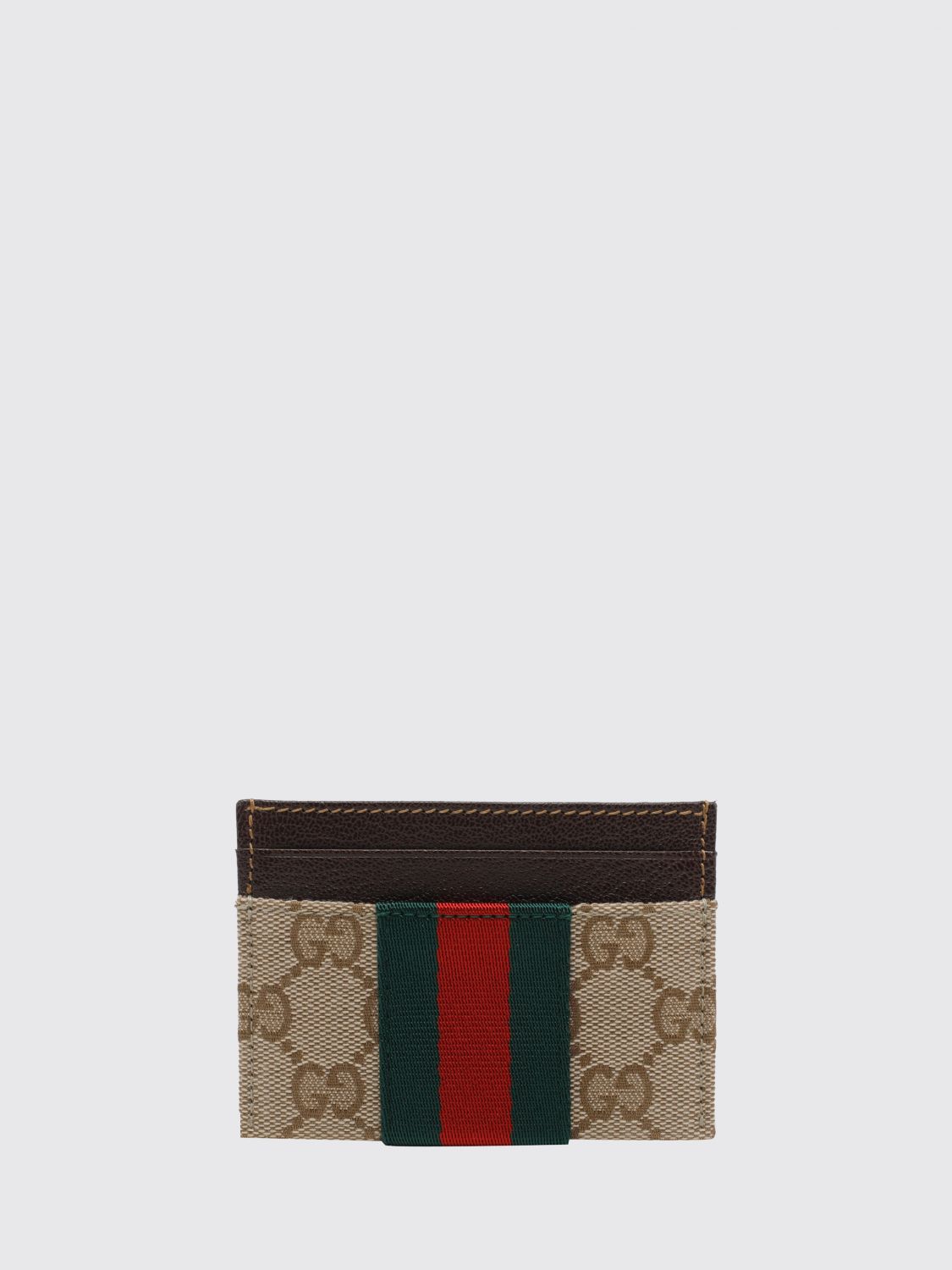 GUCCI Ophidia Card Holder in GG Supreme Fabric with Leather Trim