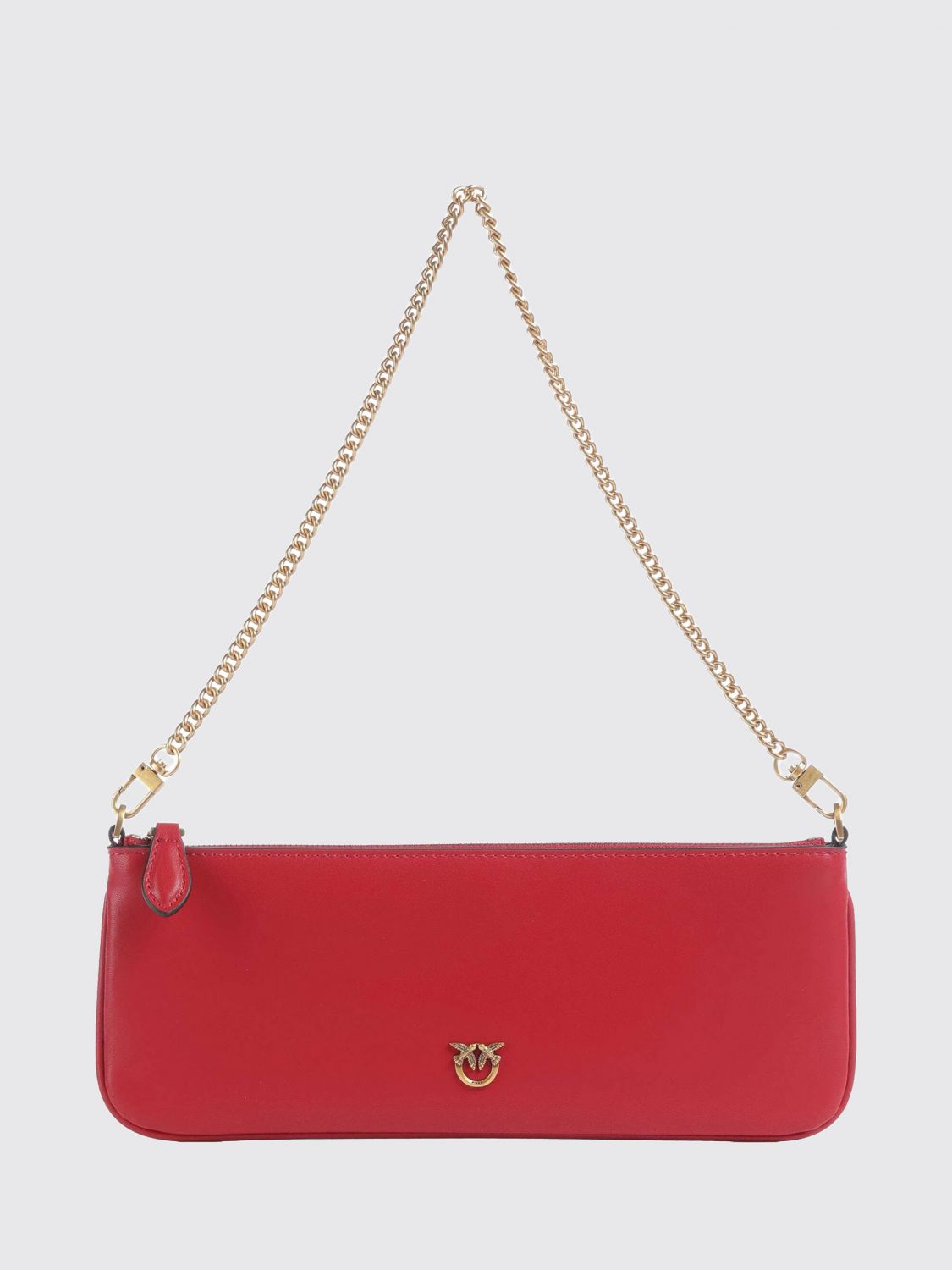 PINKO Mini borsa a tracolla Half Moon in pelle di vitello con logo Love Birds