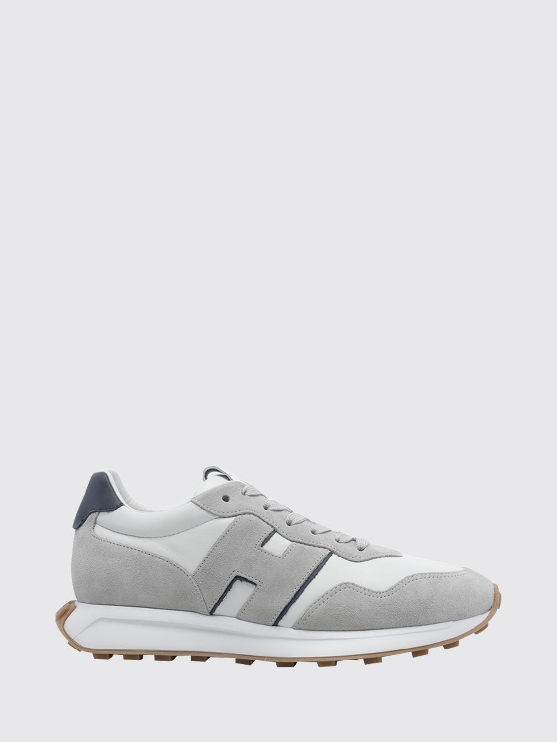 Hogan H601 Smooth and Suede Leather Trainers with Serrated Sole
