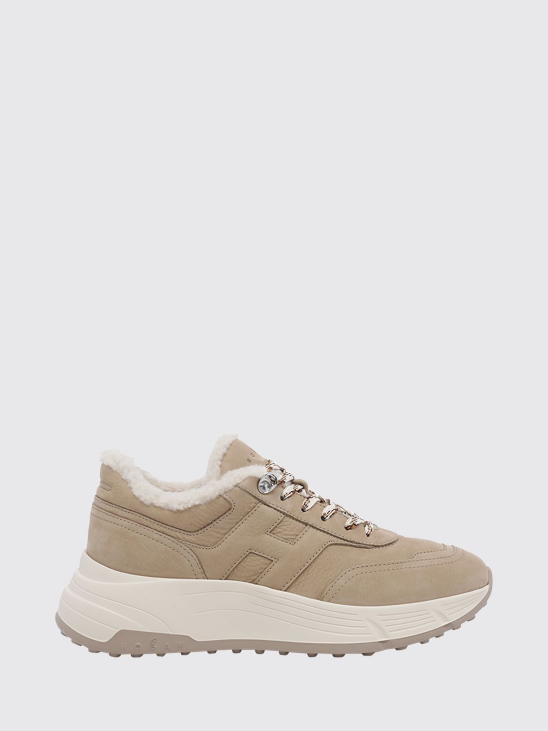 Hogan Hi-Fi Nubuck Trainers with Shearling Lining and Chunky Sole