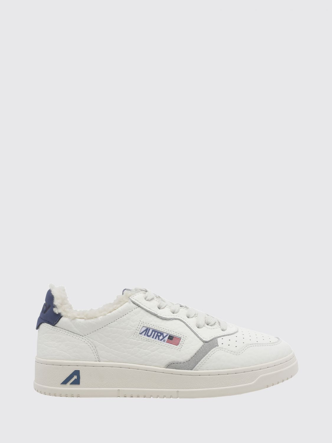 AUTRY Medalist Low Sneakers aus genarbtem Leder mit Shearling-Futter