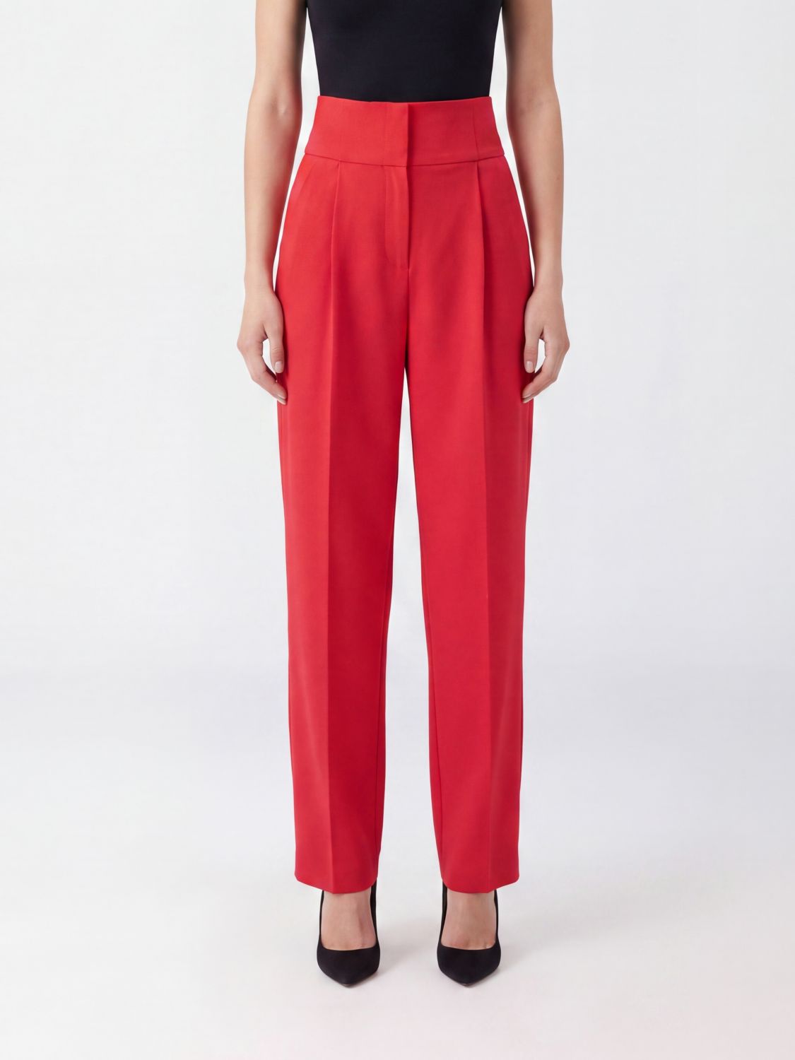 Elisabetta Franchi High-Waisted Virgin Wool Gabardine Palazzo Trousers