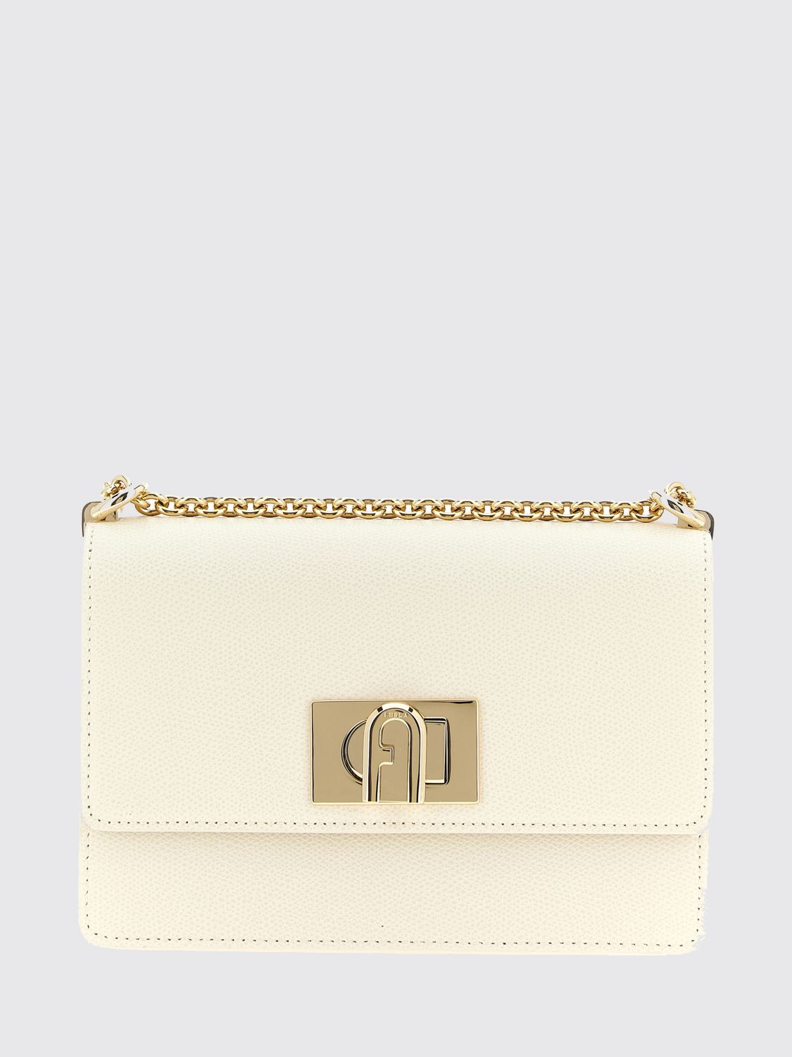 Furla 1927 Mini Grained Leather Shoulder Bag with Chain Strap