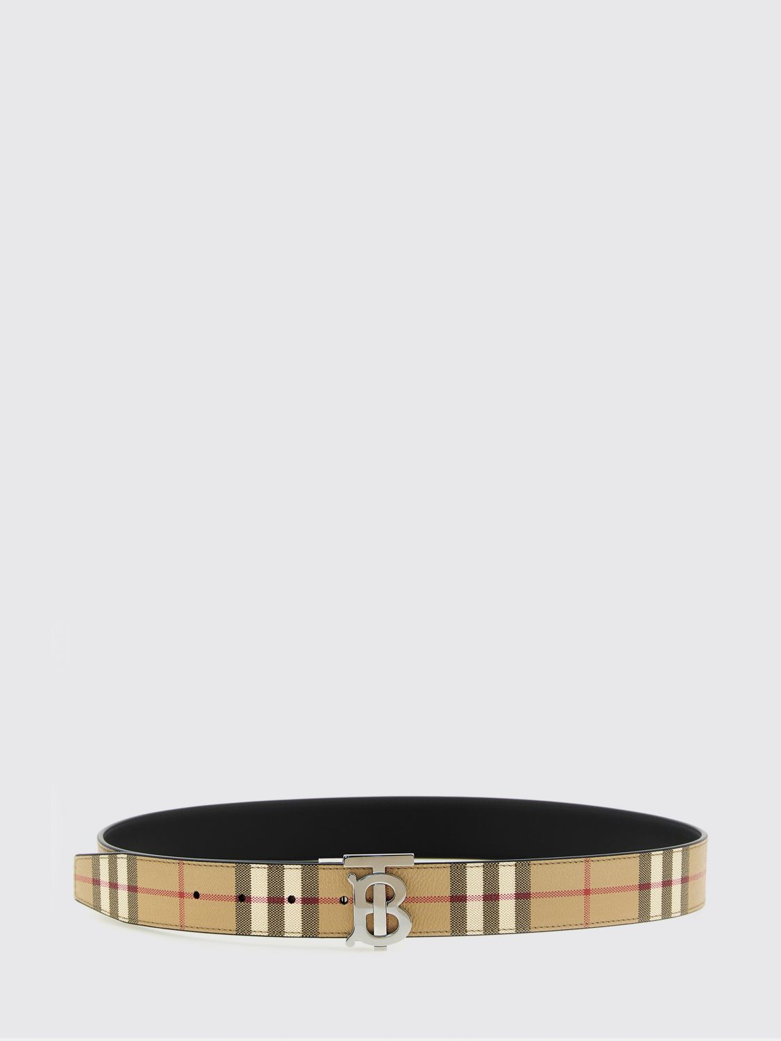 BURBERRY Reversible Check Canvas Belt with TB Monogram