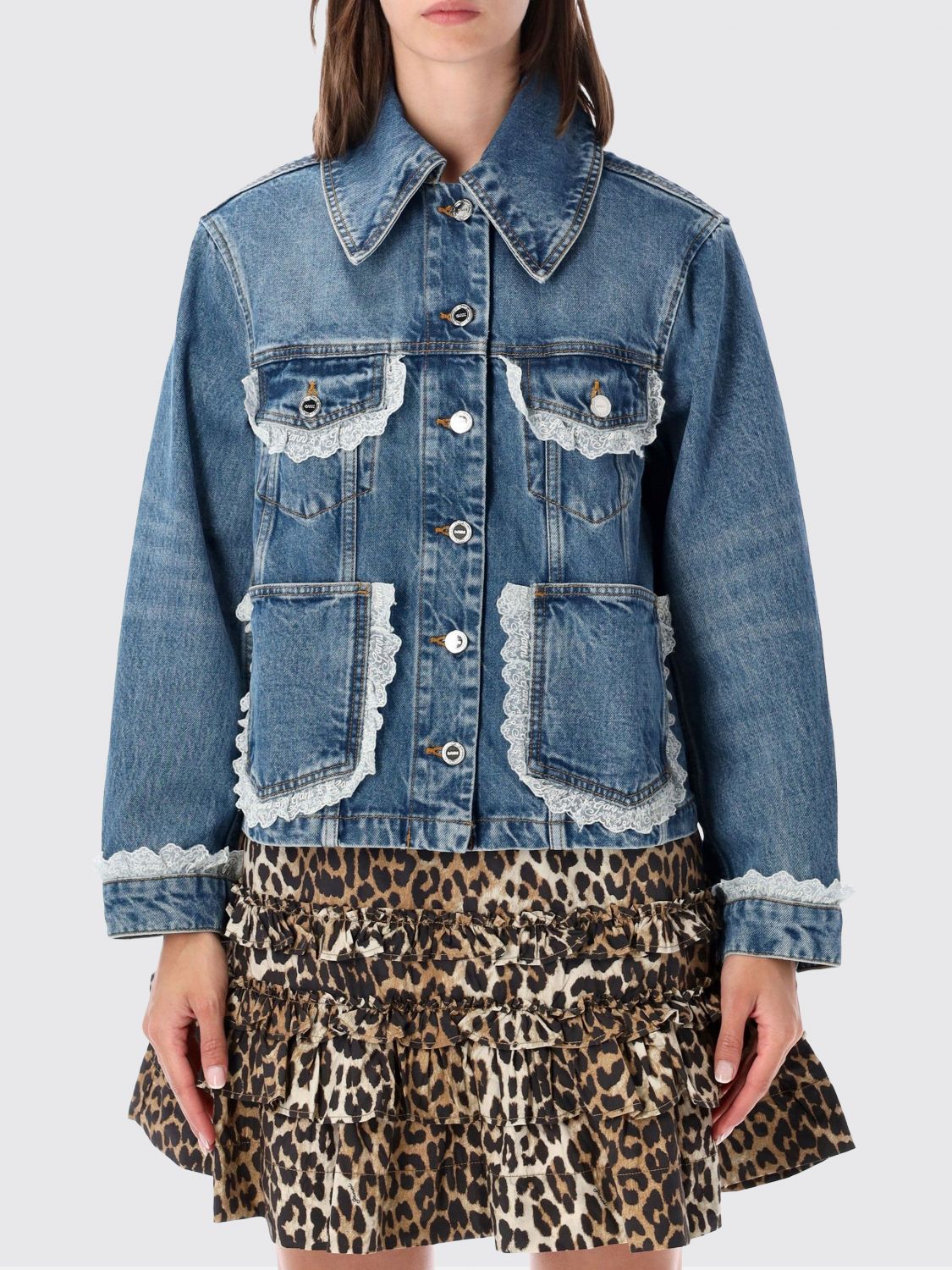 GANNI Coat Woman color Blue