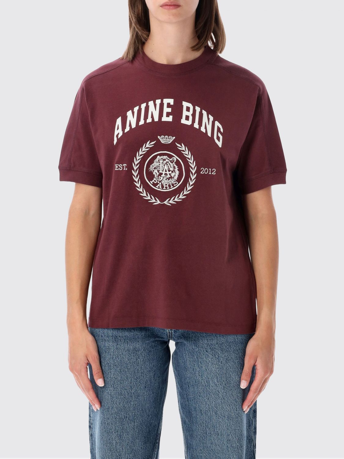 ANINE BING T-Shirt Woman color Burgundy