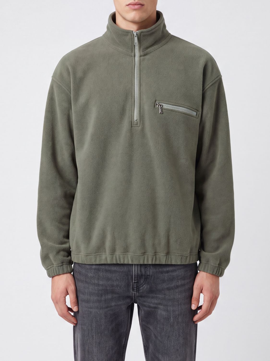 Rier Half-Zip Funnel Neck Jumper in Pure Wool with Dropped Shoulders · XL